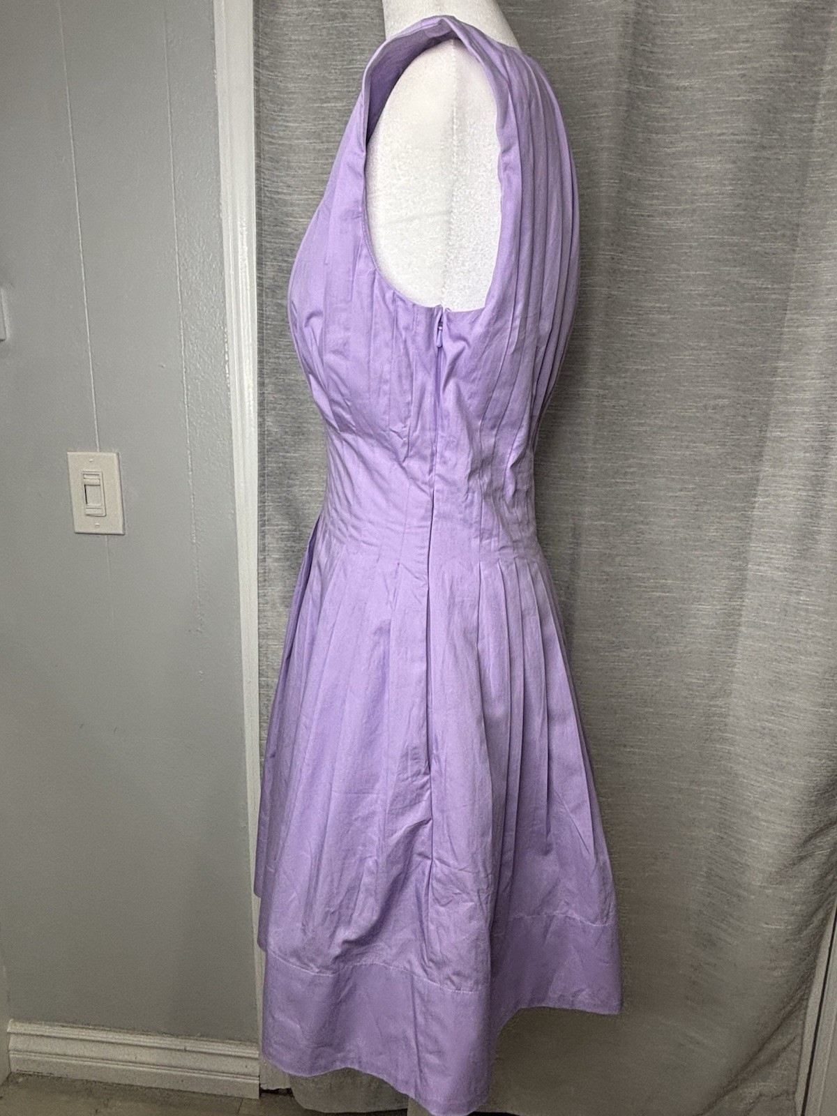 BR Lavender Pleated V Neck Mini Dress Women’s