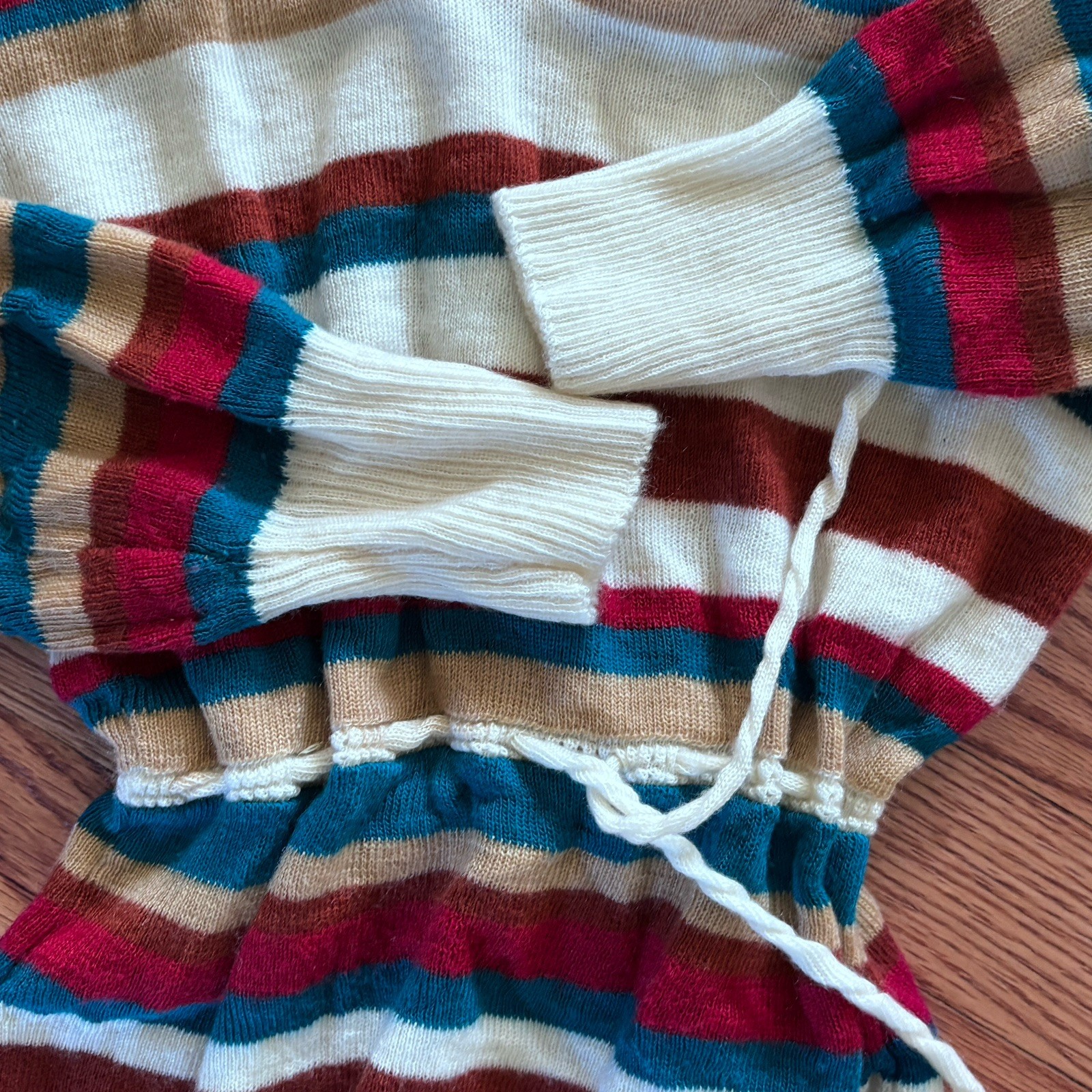 *vintage* 80’s adele knitwear Soft Spun Striped sweater With Drawstring Disco