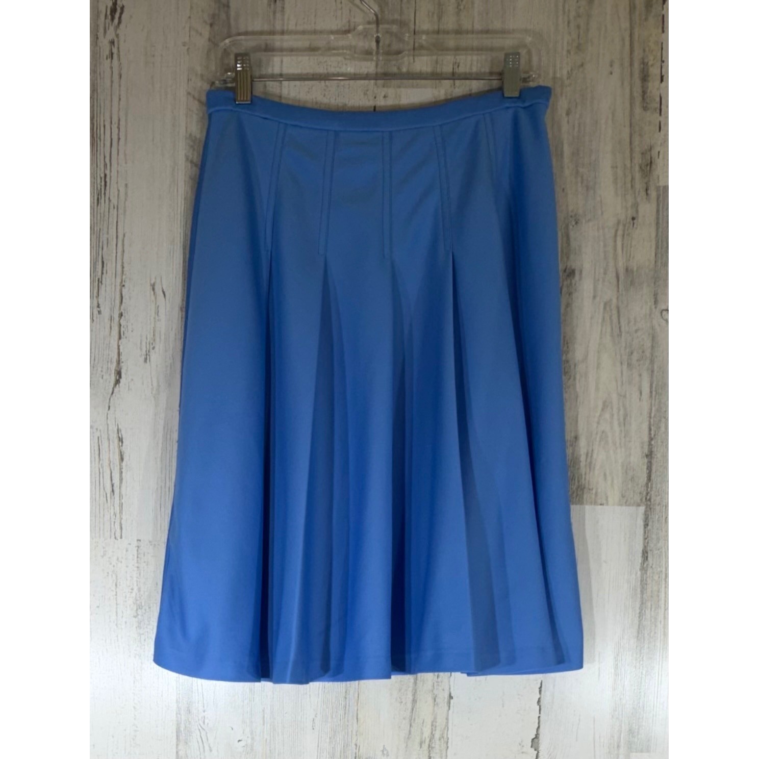 Center Stage Pleated Skirt Blue 14 (28×23.5) Vintage Retro Career Secretary READ
