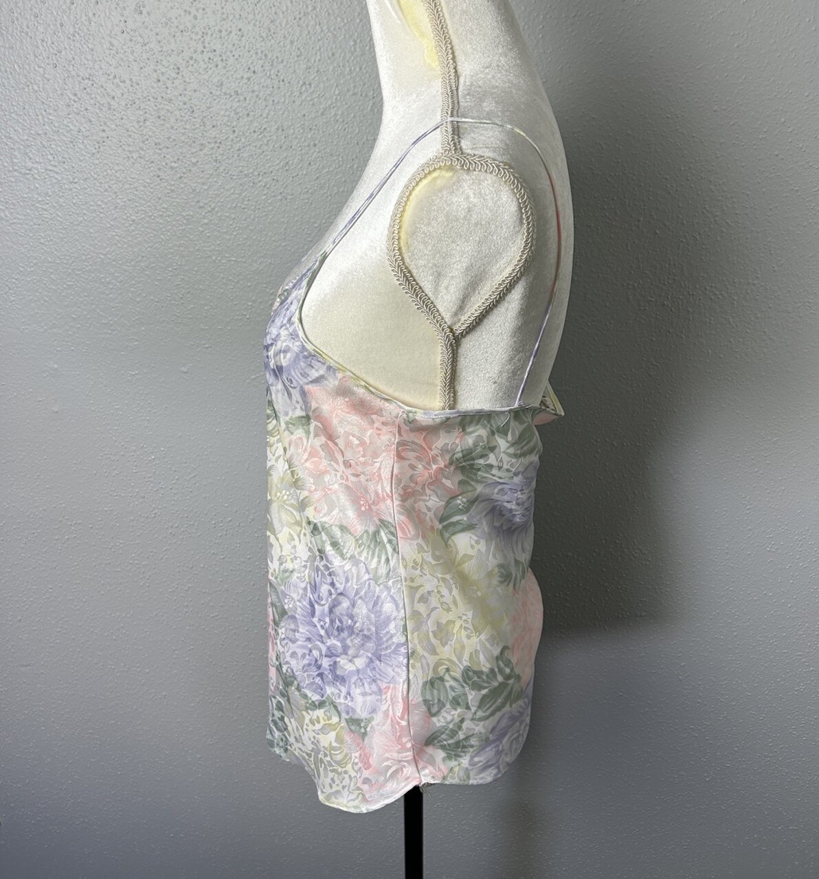 Vintage Sedu Coquette Flirty Sexy Pastel Floral Sleepwear Cami Tank Top Sz Large