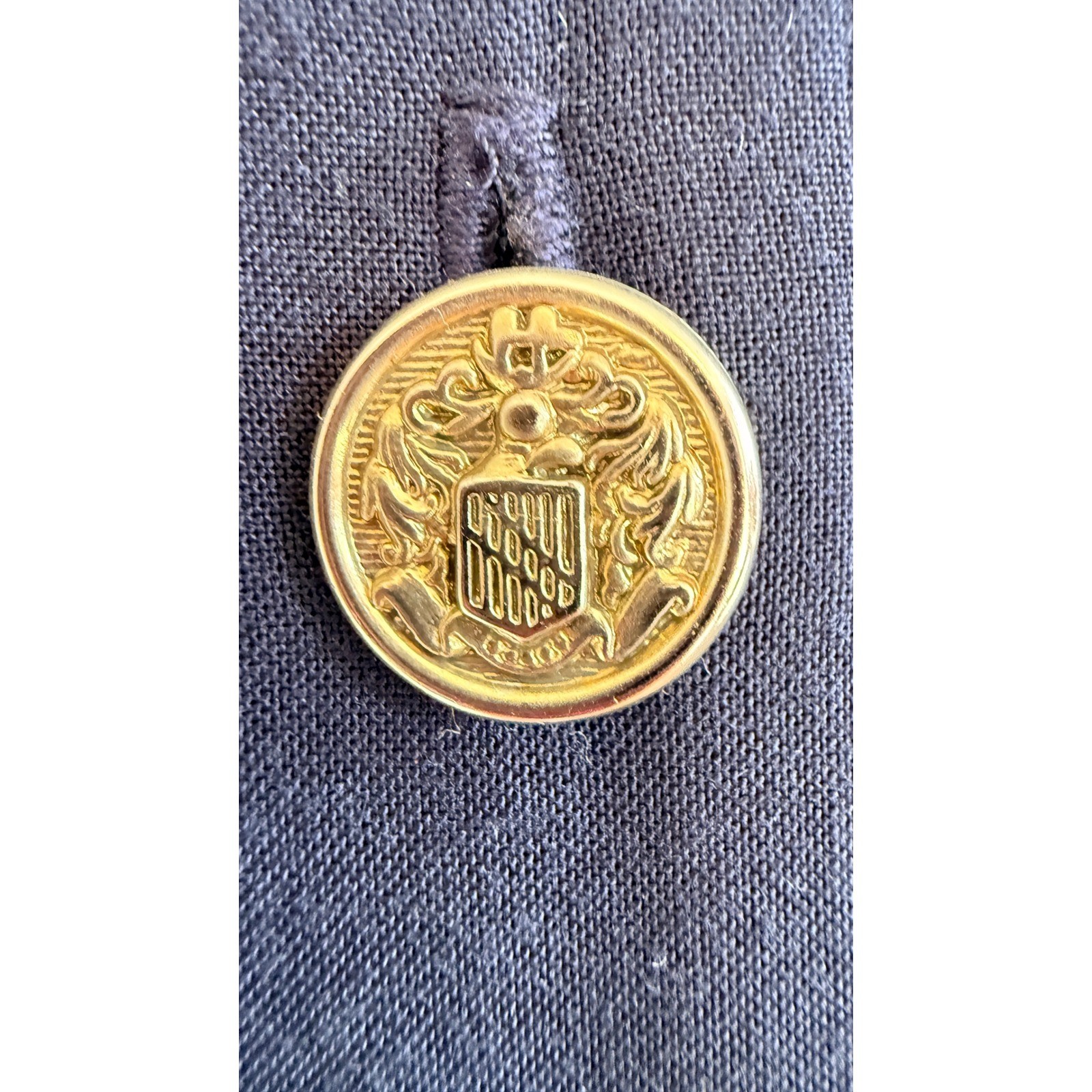 Navy Blue Sailor VTG Dress Crest Buttons 8P Nautical Rockabilly 80s does 40s
