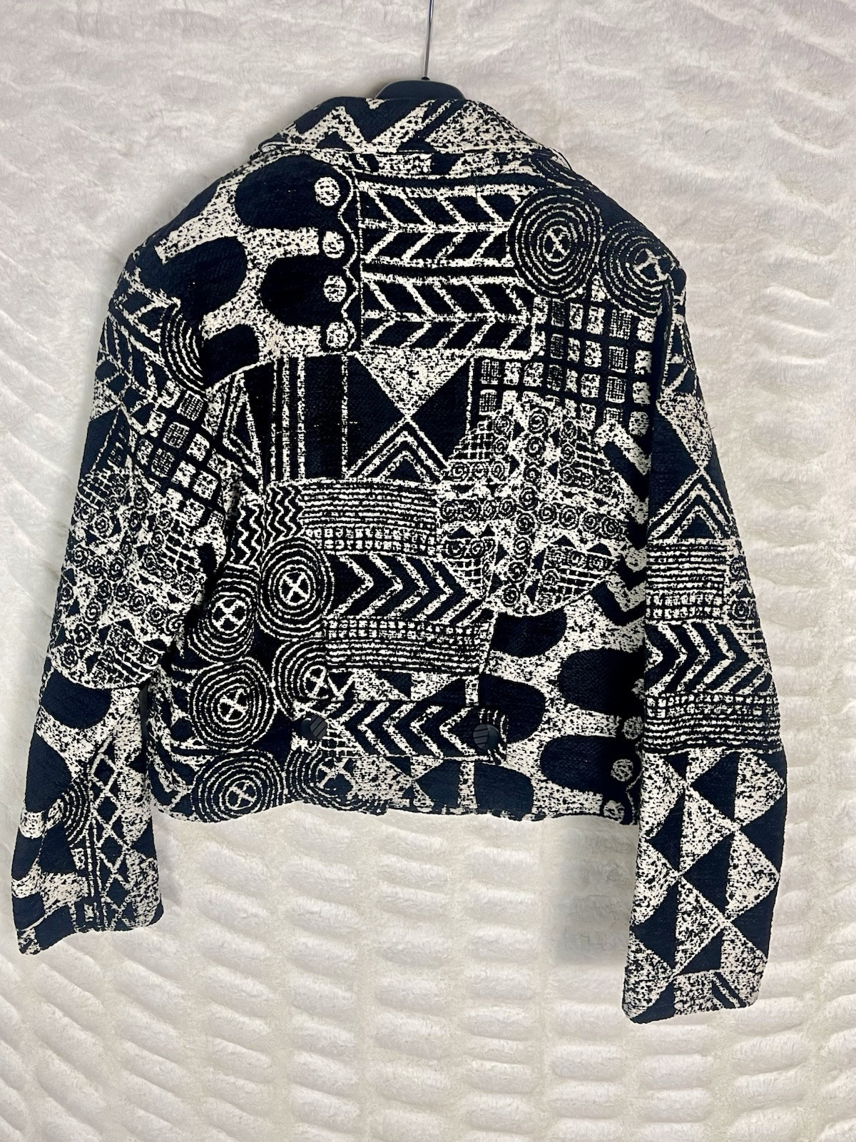 Silverado Vtg 80’s Oversized Shoulder Pad Cropped Tribal Aztec Tapestry Jacket M