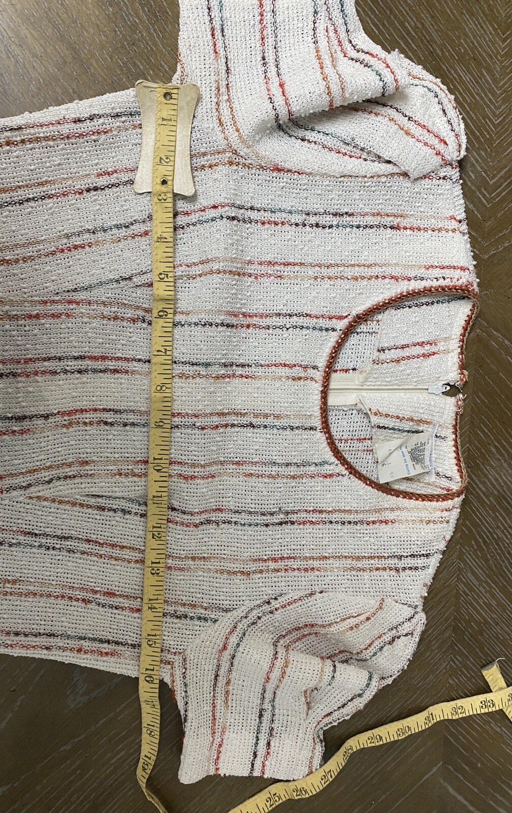 Vtg 70s 80s Day Dress Rainbow Sz 6 Small Nubby Fabric Stripe Resort Cream Woven