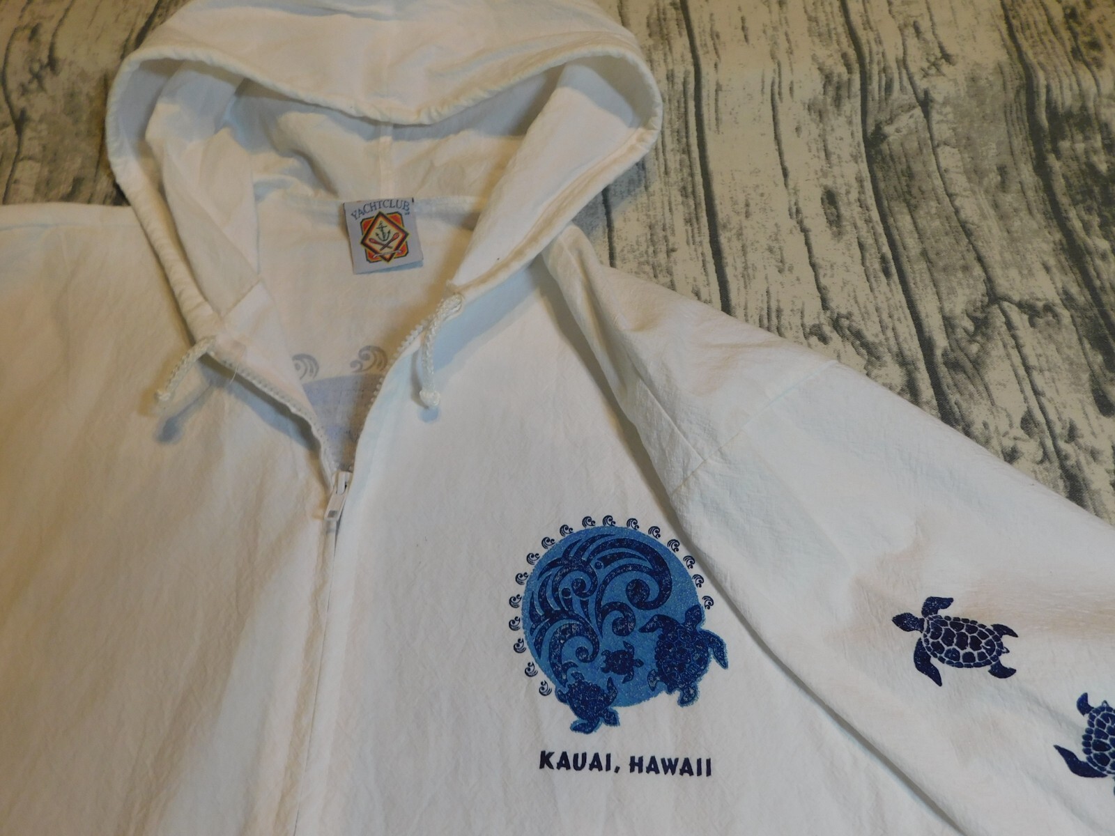 VTG HAWAII BEACH JACKET YACHT CLUB KAUAI SEA TURTLES LIGHT WEIGHT HOODIE ADULT L