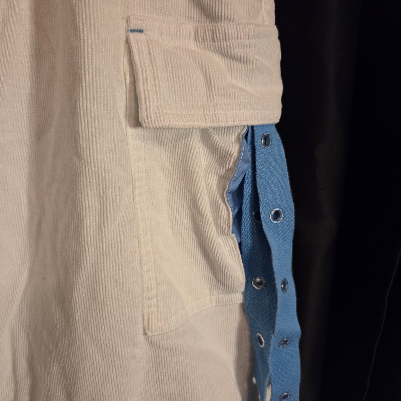 Vintage 90s Y2K Buggirl White/Blue Cords Baggy Wide Leg Pants Skater Rave Sz L