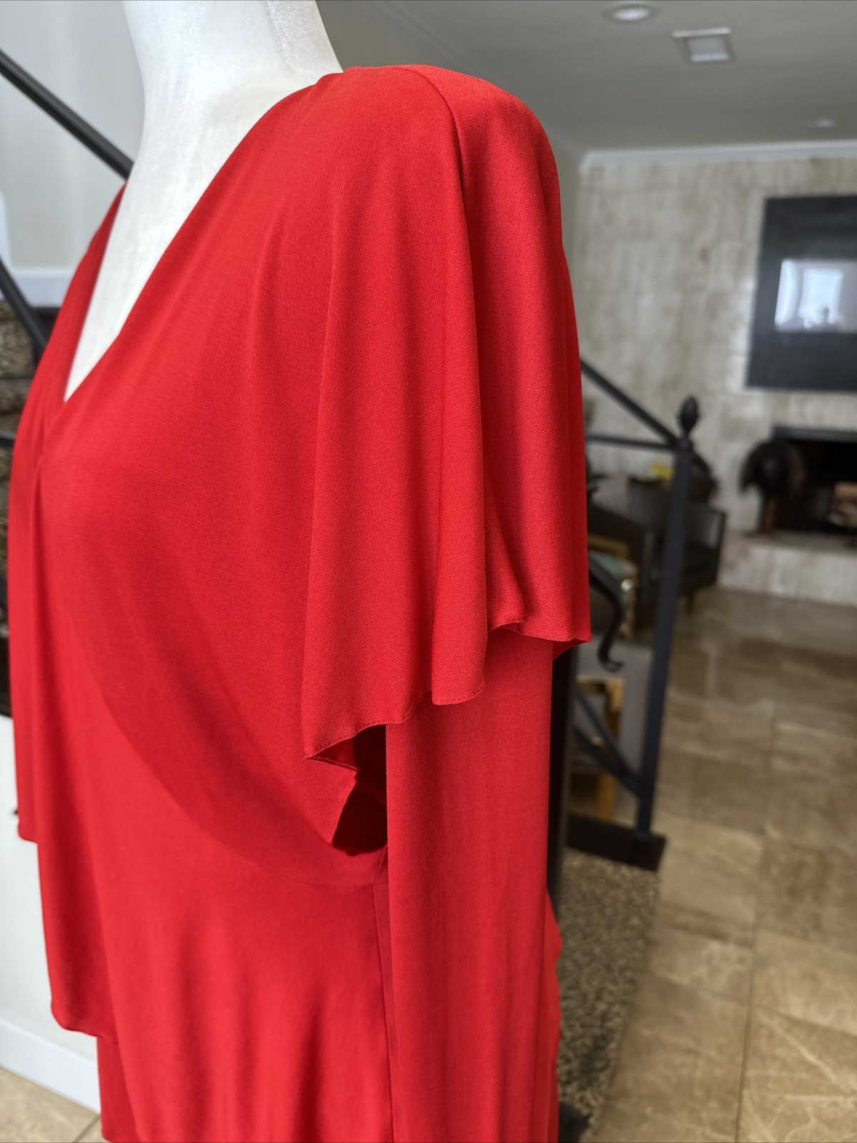Holly Harp From Bergdorf Goodman Vintage 70s Iconic Red Tiered Jersey Dress S