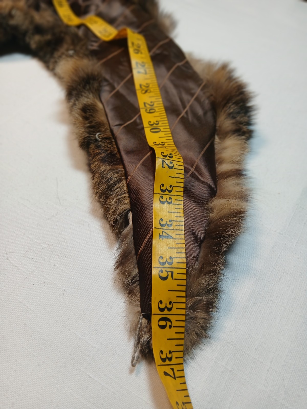 Vintage Real Fur Detachable Coat Collar Stole – Brown Black Raccoon Bobcat,…