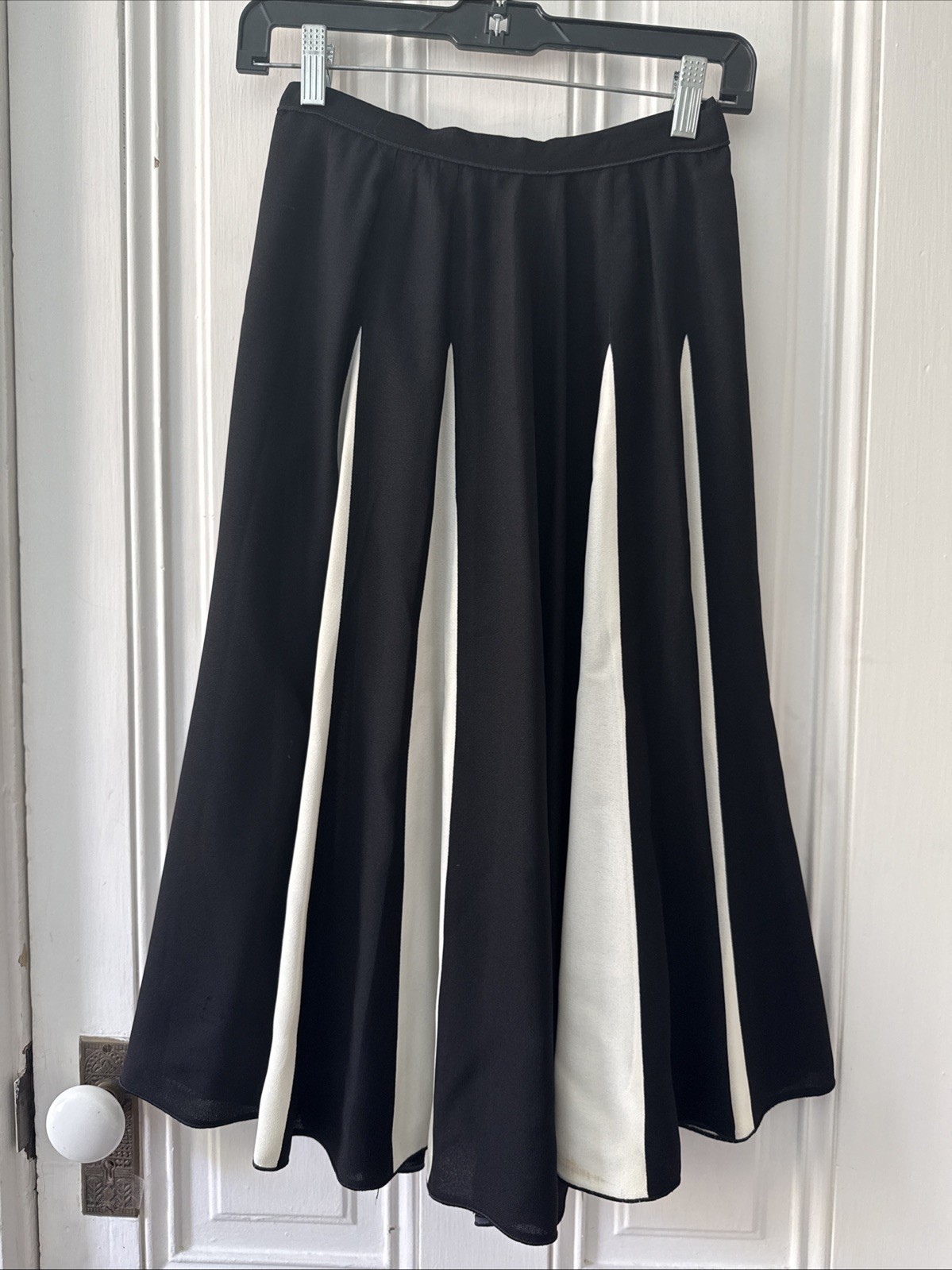 Vintage 1970s Black & White Gored Op Art Skirt-Mrs H Winter-Henri Bendel- Size 6