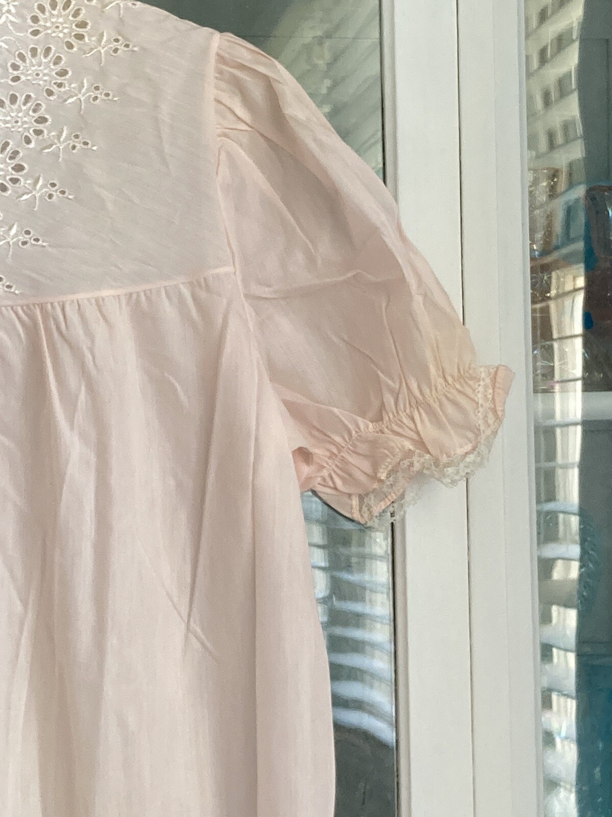 NWT Vtg 1950s KATZ Pink Cotton Nightgown Cottage Prairie Ruffles up to 38” Bust