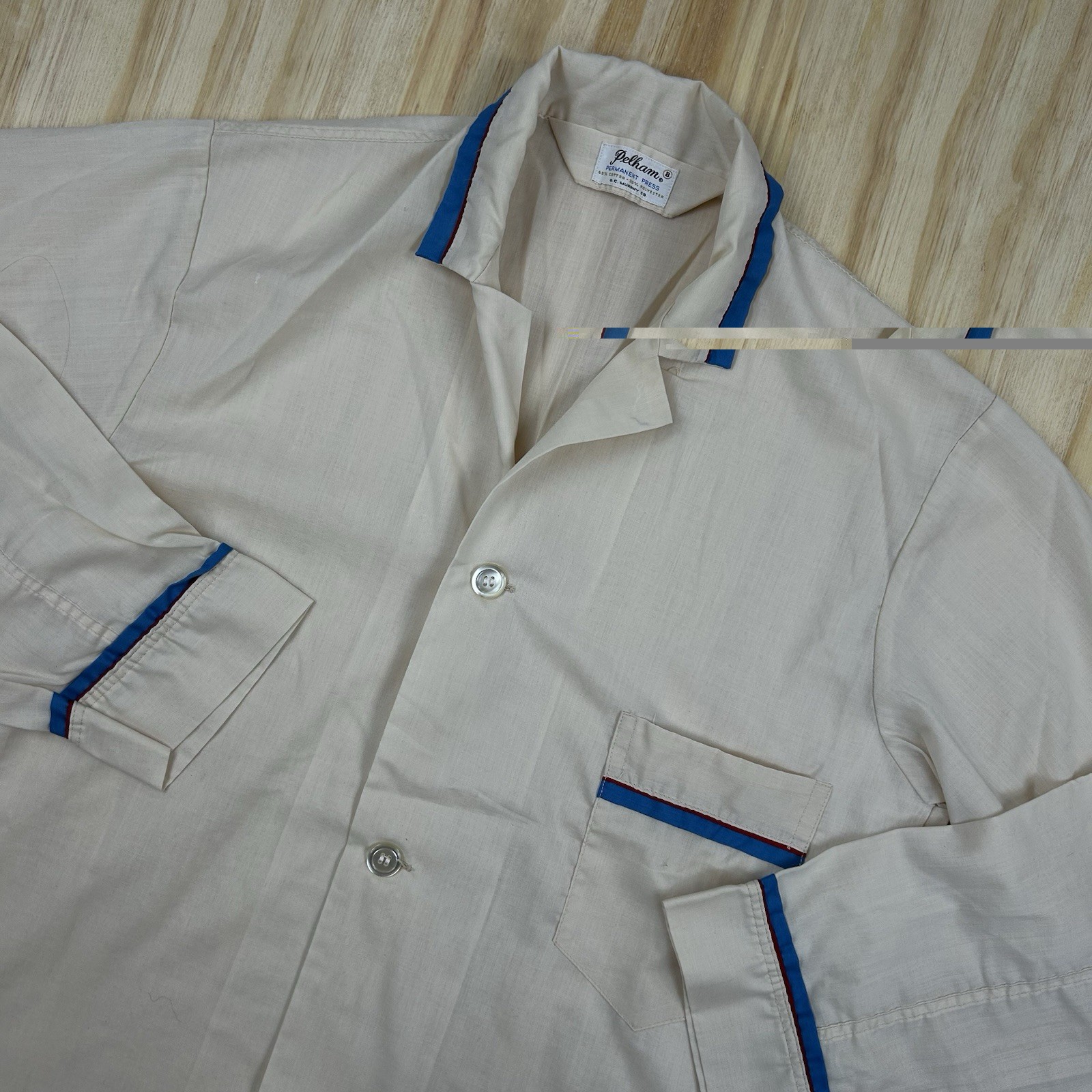 True Vintage Pelham Women’s Shirt Blouse 70s Retro Collar Trim Multicolor USA B