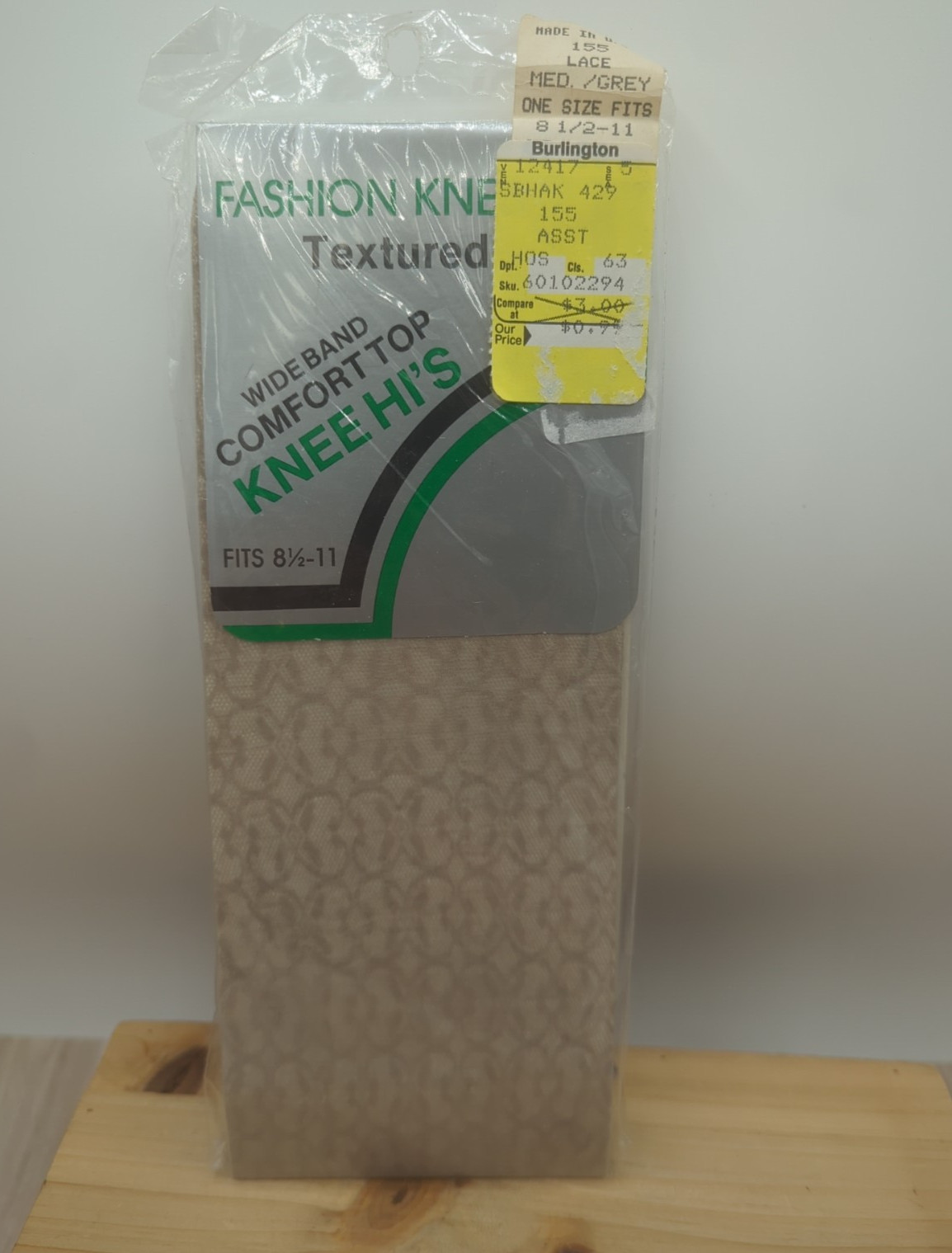 Vintage Fashion Knee High Textured Hosiery USA Made Burlington 80’s