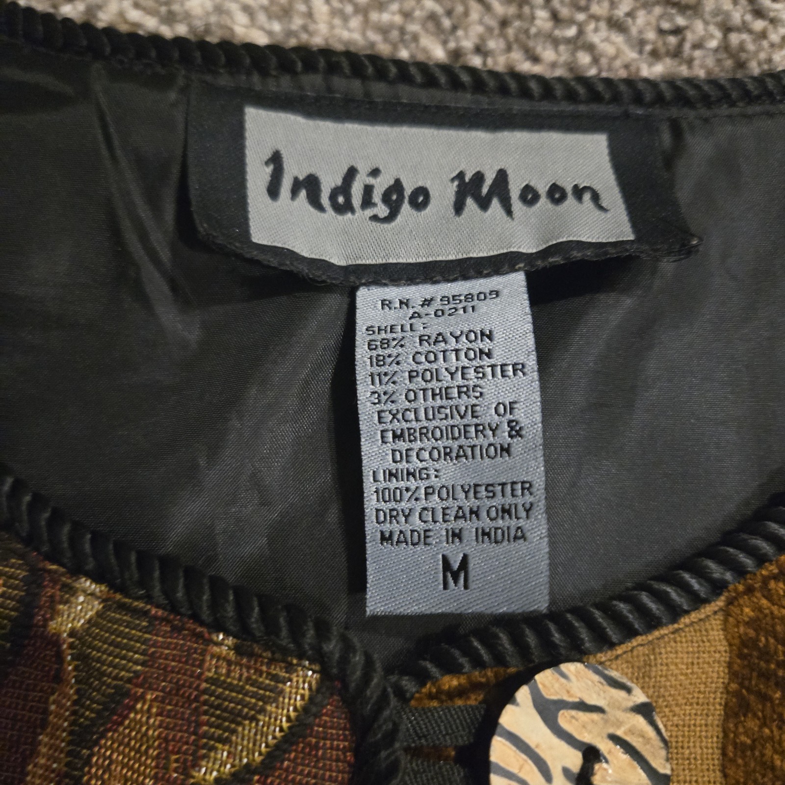 Vintage 80’s Indigo Moon Blazer Jacket M Red Art To Wear Patchwork Asian Inspire