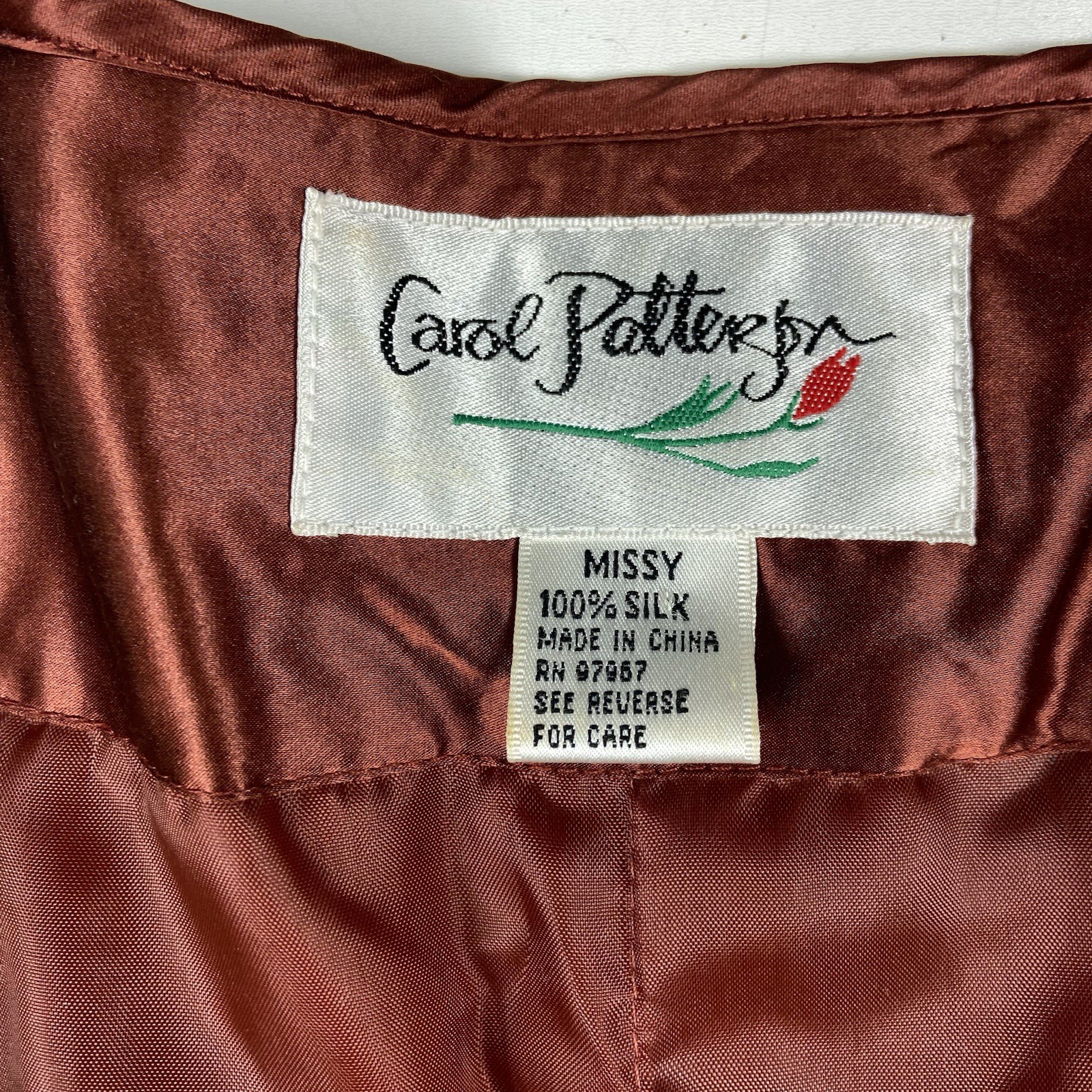 Carol Patterson Vintage 100% Silk Printed Puffy Kimono Jacket