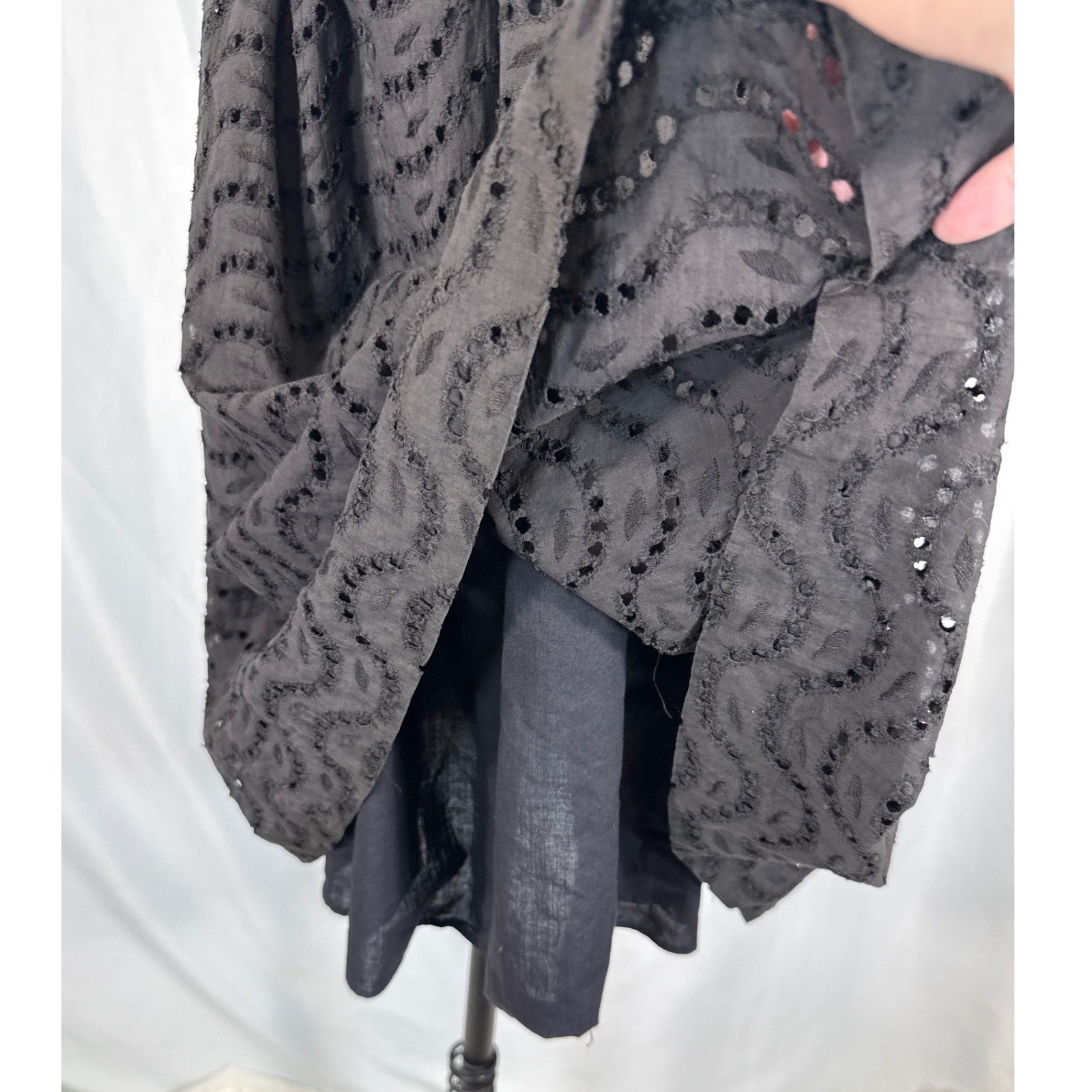 VTG Black Eyelet Fit & Flare Rockabilly Dress Pinup Dark Academia 1950s 30 waist
