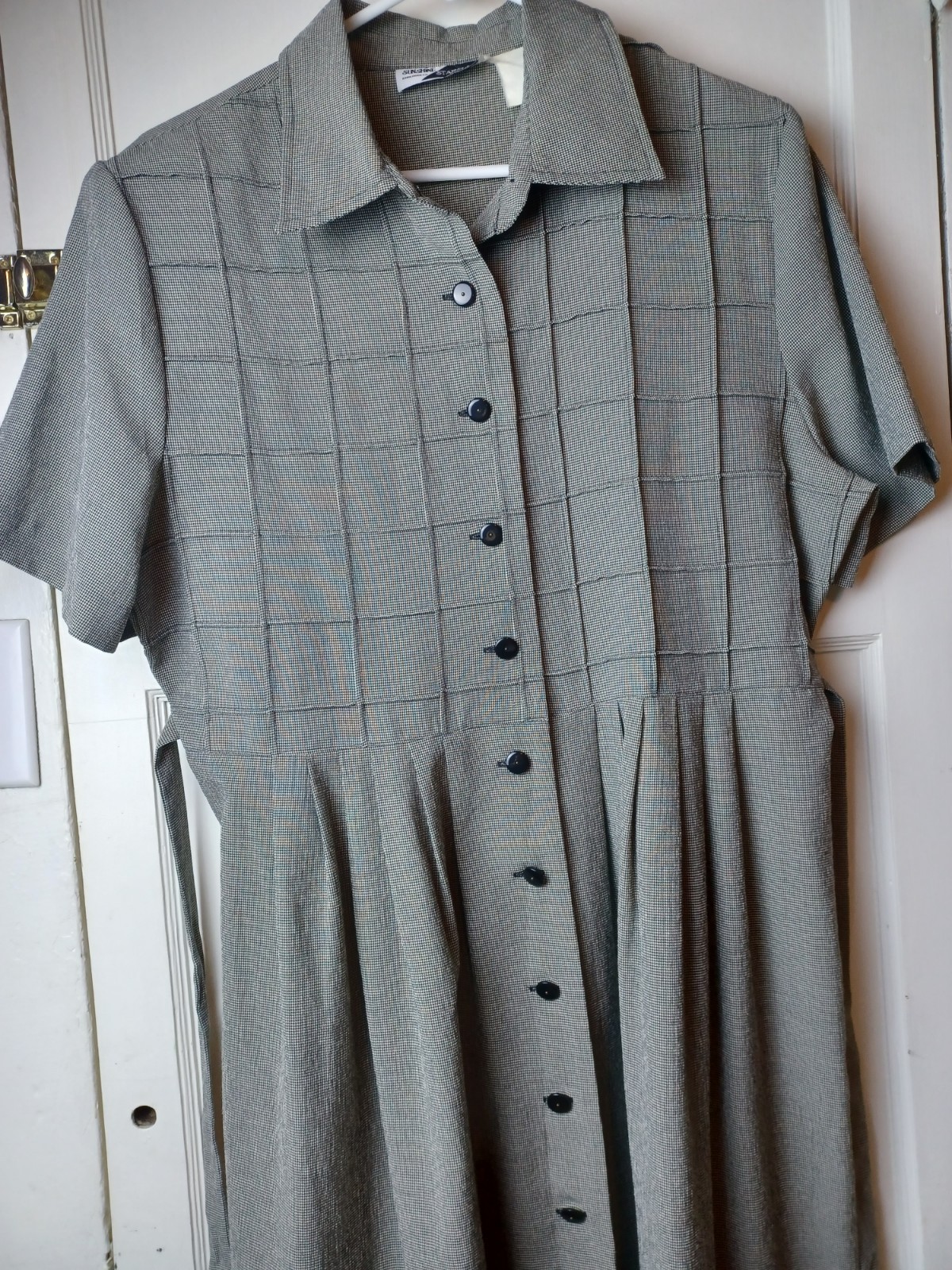 Sunshine Starshine Vintage Xl 80s/90s Maxi Tie Back Dress black and white check