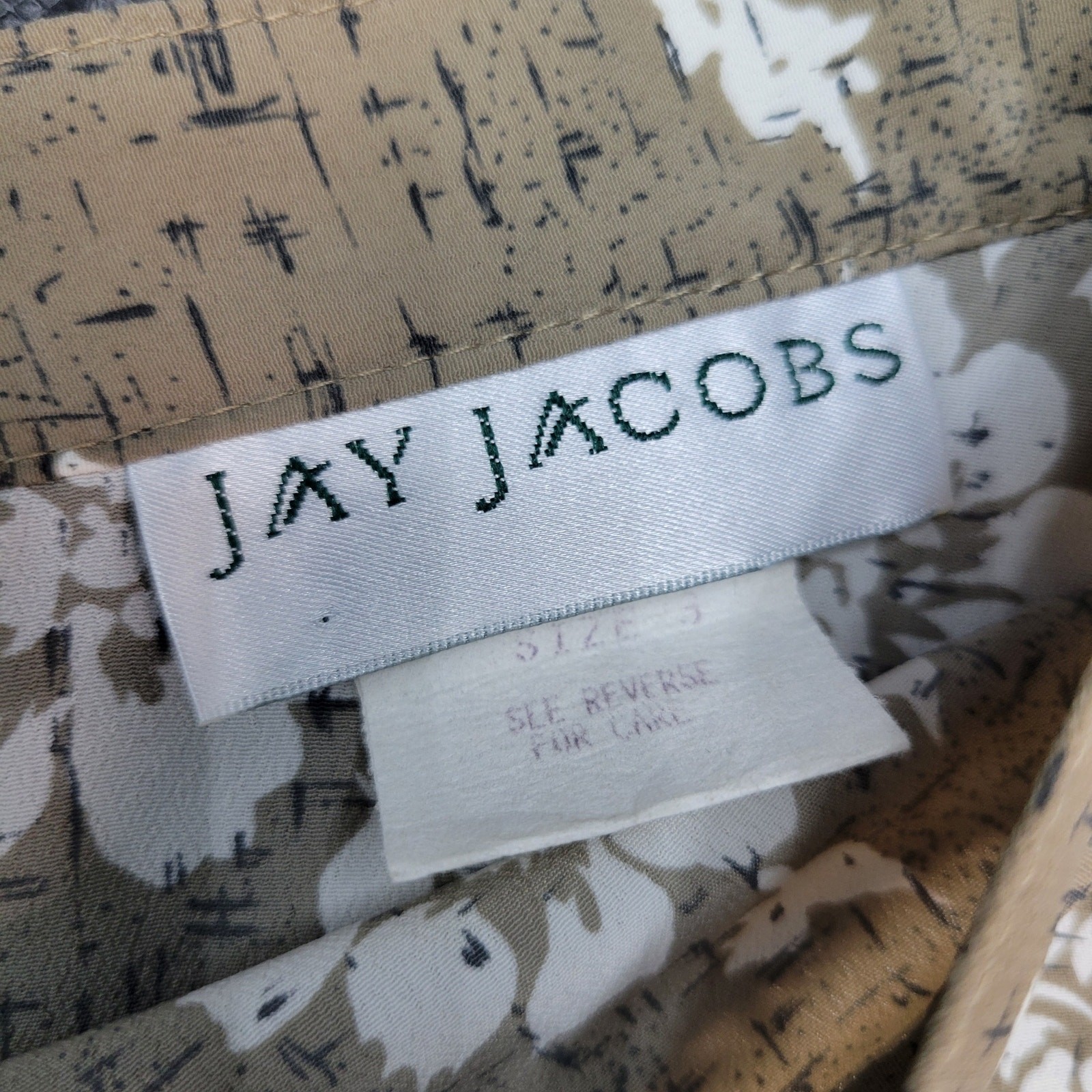Vintage JAY JACOBS Floral Midi Skirt Beige Cottagecore A-Line Fairycore Boho