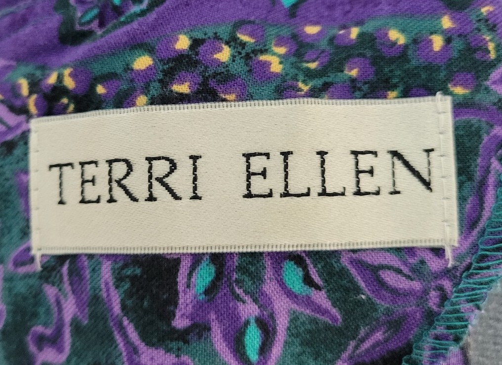 Vintage Terri Ellen Purple & Green Patterned Dress Size M/L?