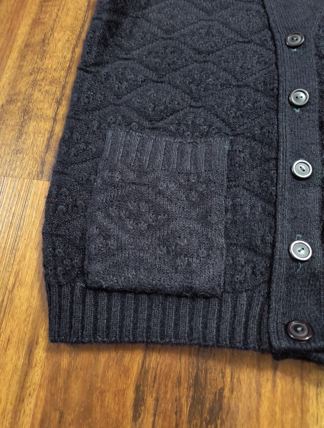 Vintage Marvin Turbo Orlon Acrylic Black Button Up Sweater Vest With Pockets USA