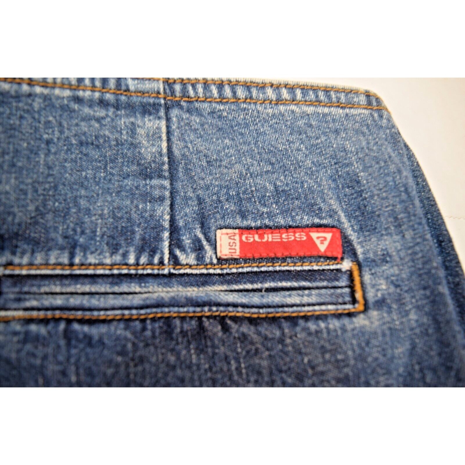 Vintage Guess Jeans 32 x 32 90s Blue 2 Tone High Waist Flared Leg No Belt Loops