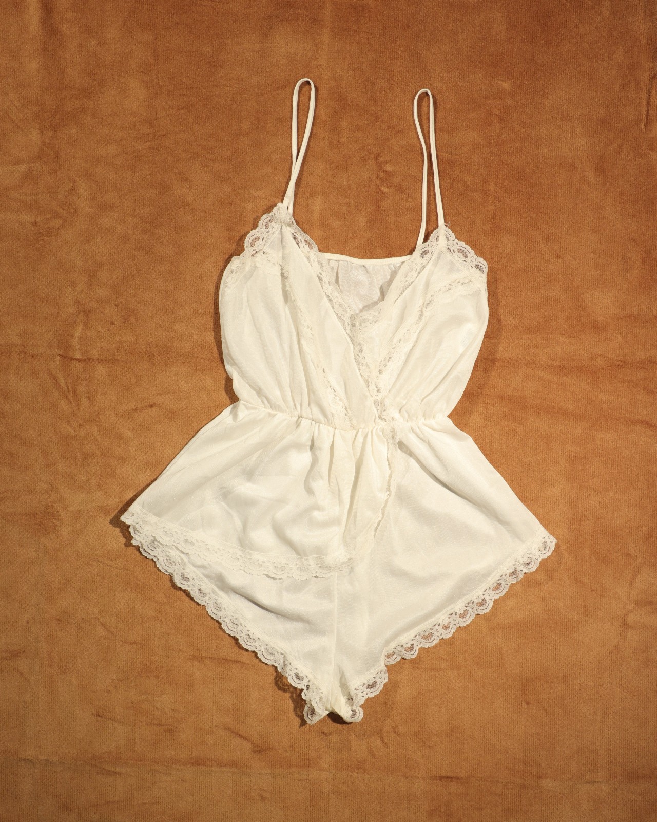 suzy star white lacy 80s vintage lingerie teddy romper medium