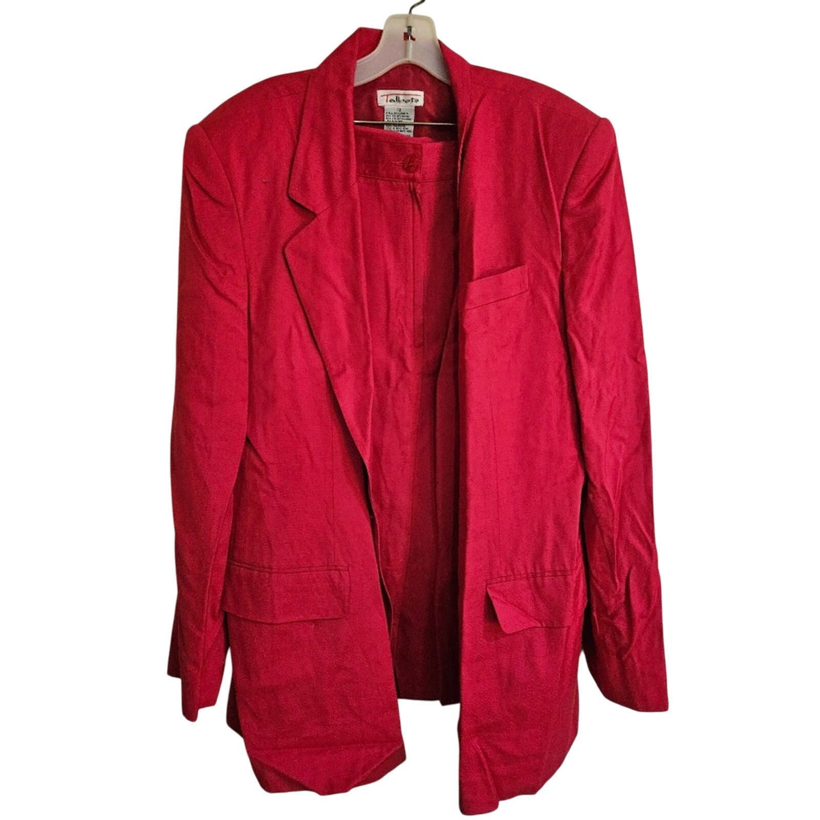 Talbots Blazer Hot Pink Fuchsia Silk Blend Oversized Padded Shoulders Size 12