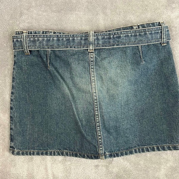 Vintage Y2K American Eagle Denim Mini Skirt Womens 4 Patina Fade Grunge