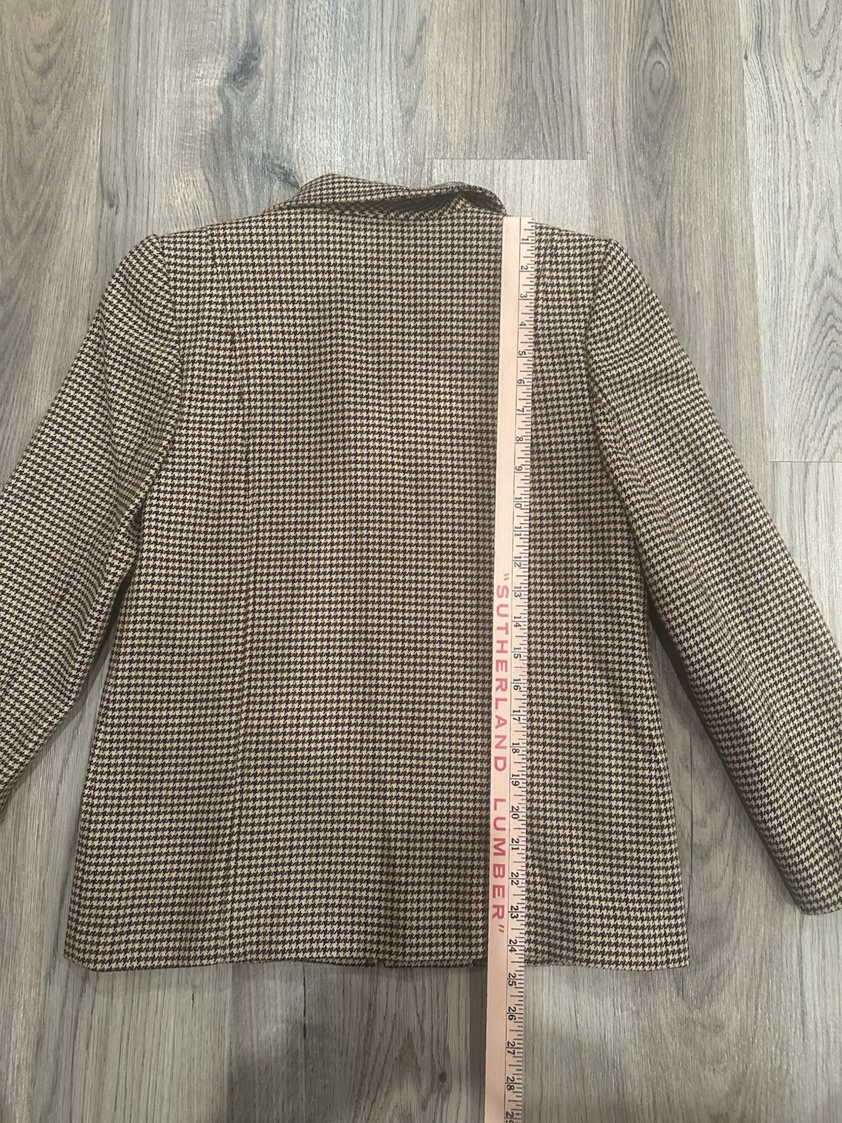 Vintage Embassy Row Petites Brown Plaid Wool Blazer Zip Jacket Houndstooth Sz 6P