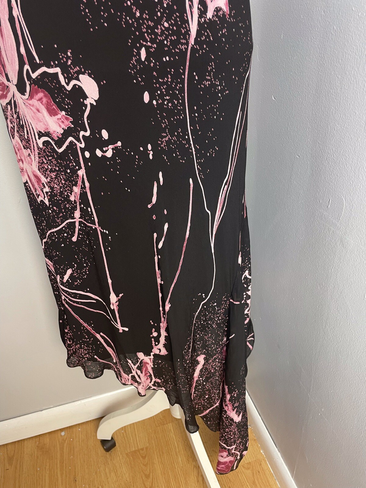 Vintage Joseph Ribkoff Evening Dress Union Made Asymmetric Dancing Black Pink 10