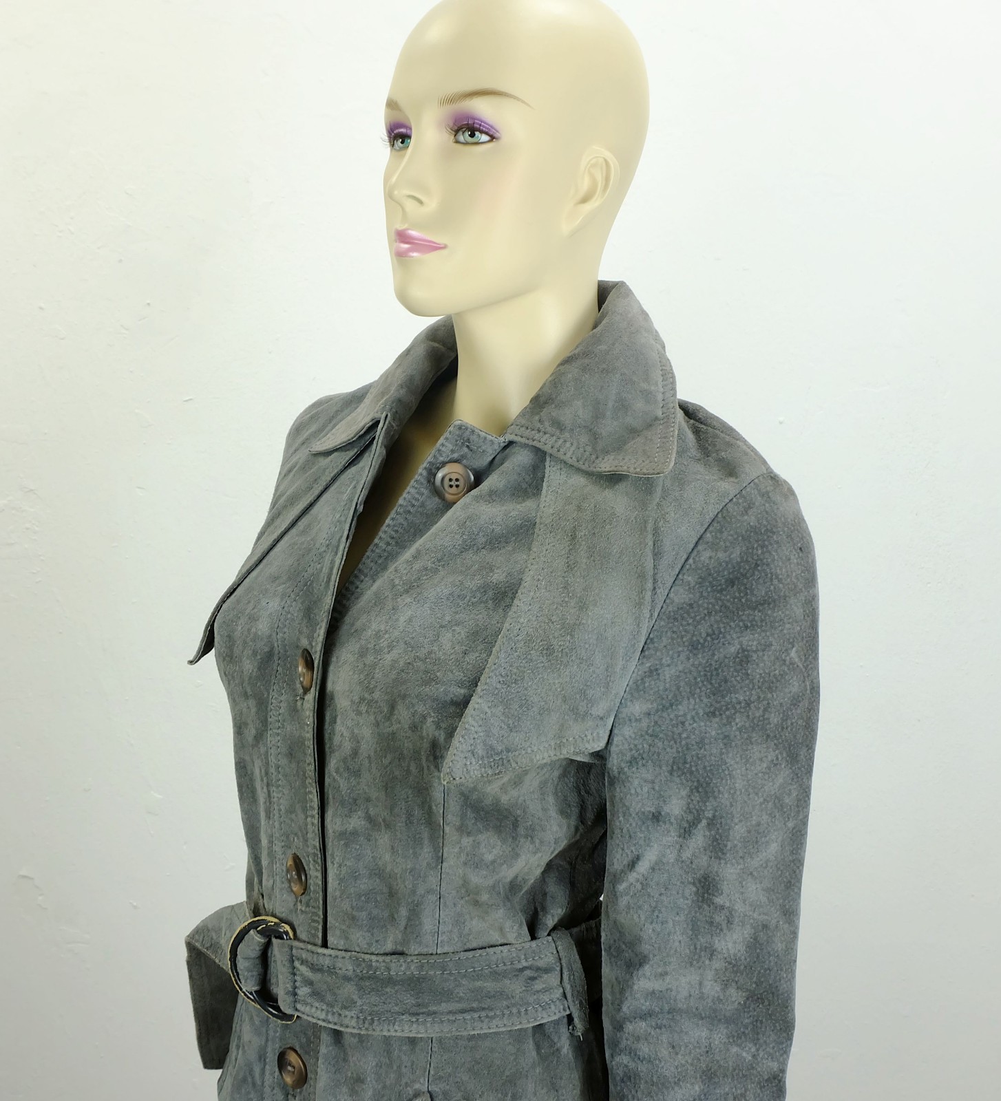 true vintage suede coat size 36 suede coat gray 1970s