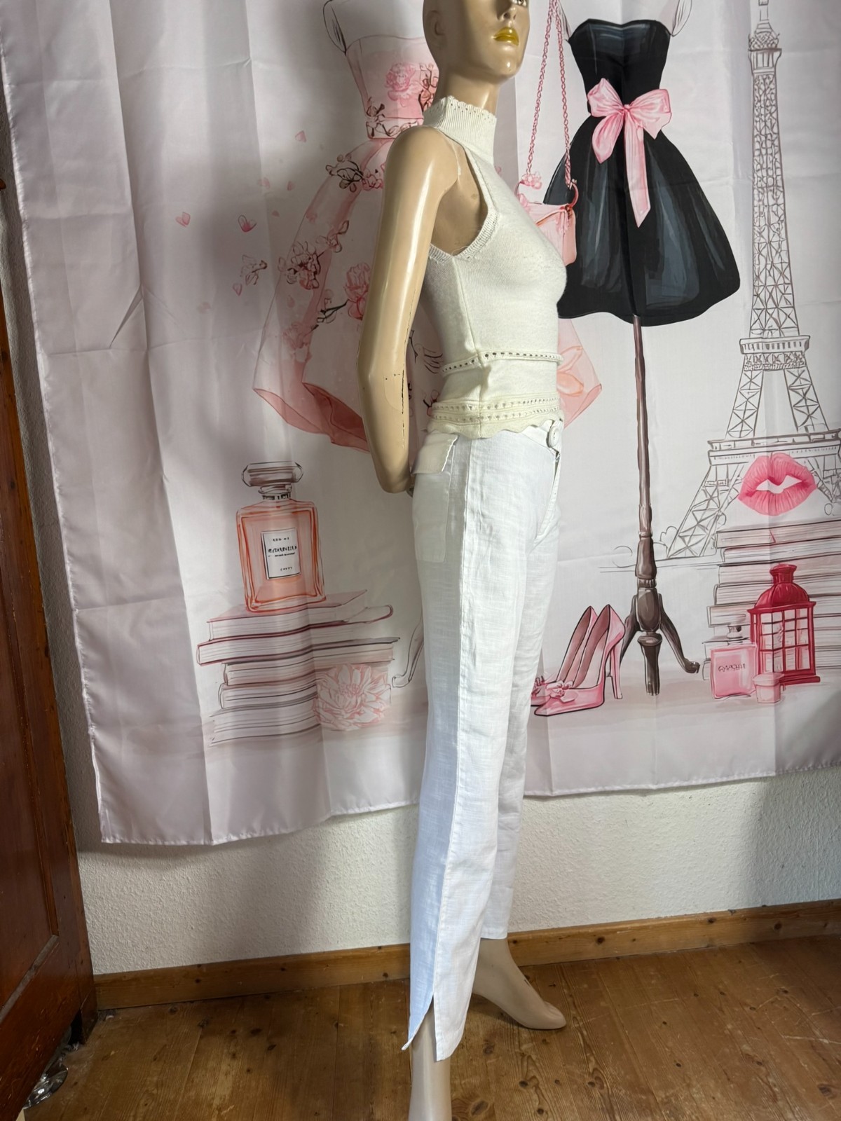 Hemp Pants KristenseN DU NORD Y2K White 34 36 Made in Italy Bootcut Luxury