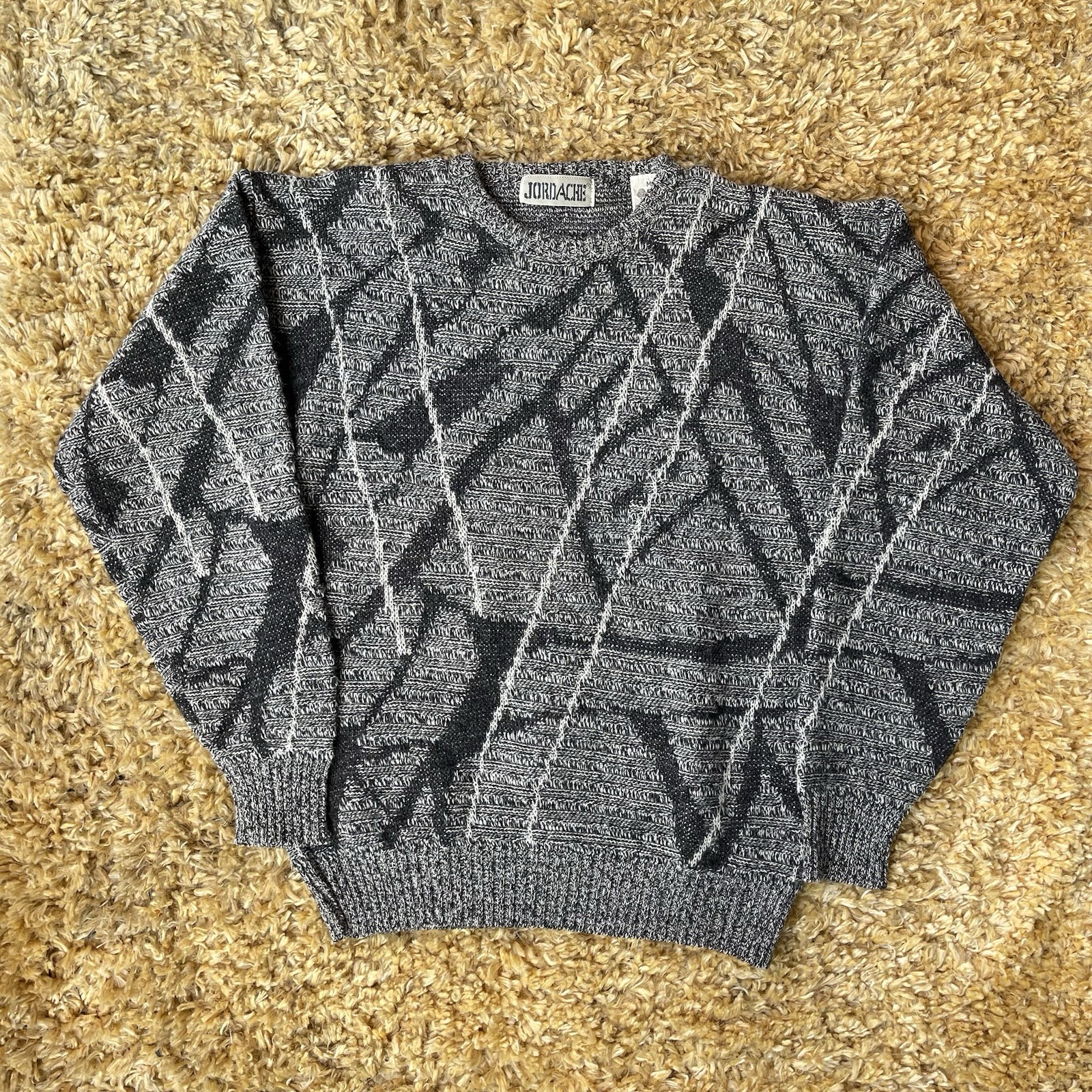 🥃Vintage Jordache Sweater Size S/M 80s 90s 2 Tone Grey and Black Stripes