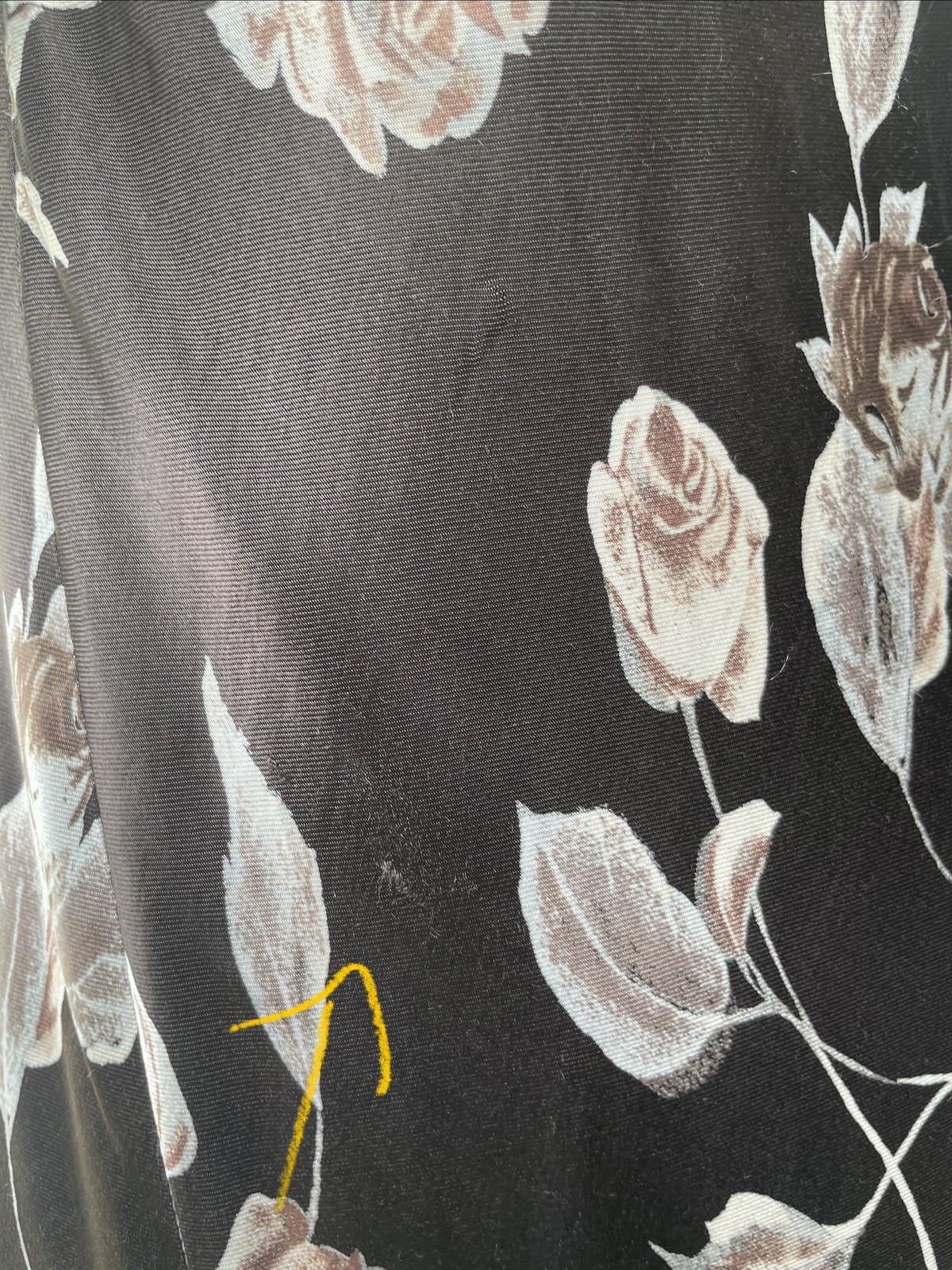 Vintage S M Dress Maxi Velour Satin Rose Floral print 90s Brown VGUC