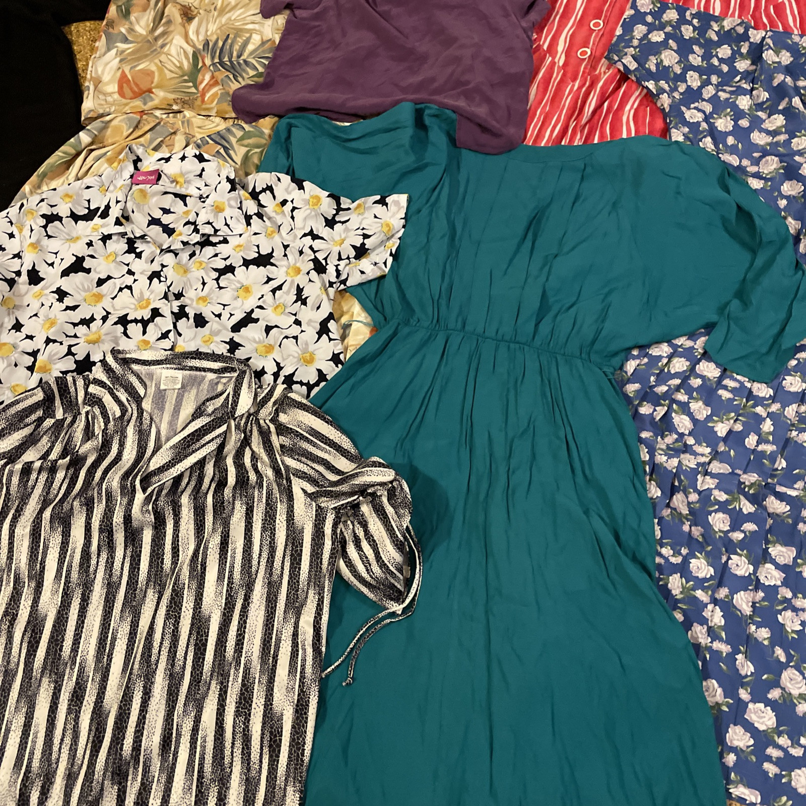 10x Vintage LOT Dresses Blouses Lot 1980s Secretary Midi Floral M L XL Silk Mod
