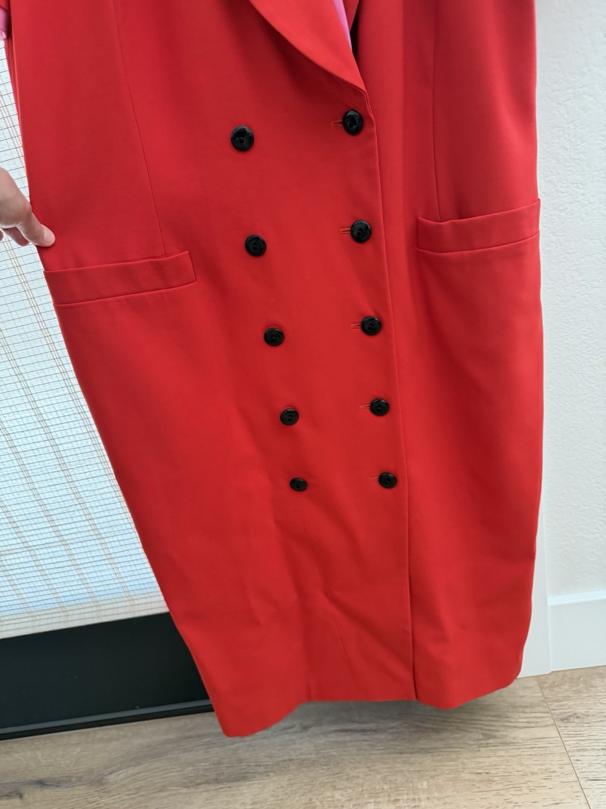 Vintage Escada Margaretha Ley Red Virgin Wool Tuxedo Blazer Dress EU 44