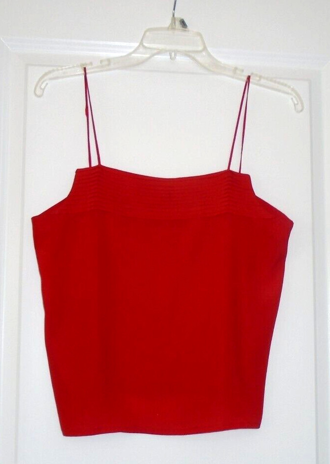 Vtg Bethany Bright Red Polyester Tank Top Size 7/8 Made in USA!