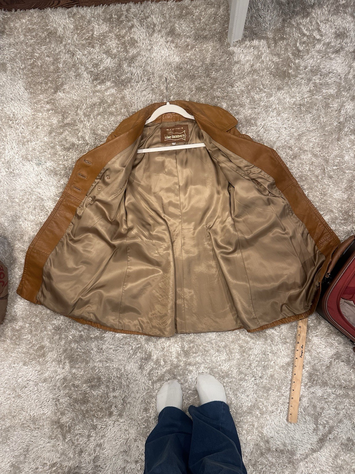 The Tannery Leather Tan Belted Double Breasted Coat Size 11/12