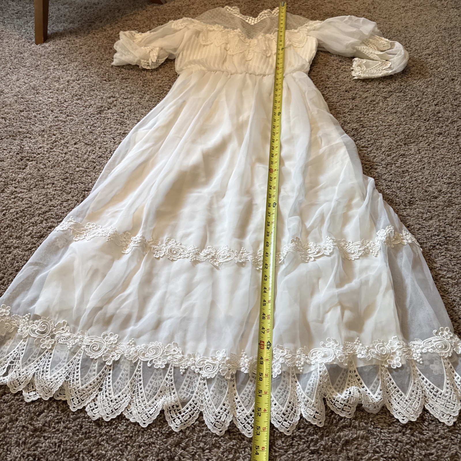 Alfred Angelo Vintage 1970’s Victorian Revival Prairie Chic Lace Wedding Dress S