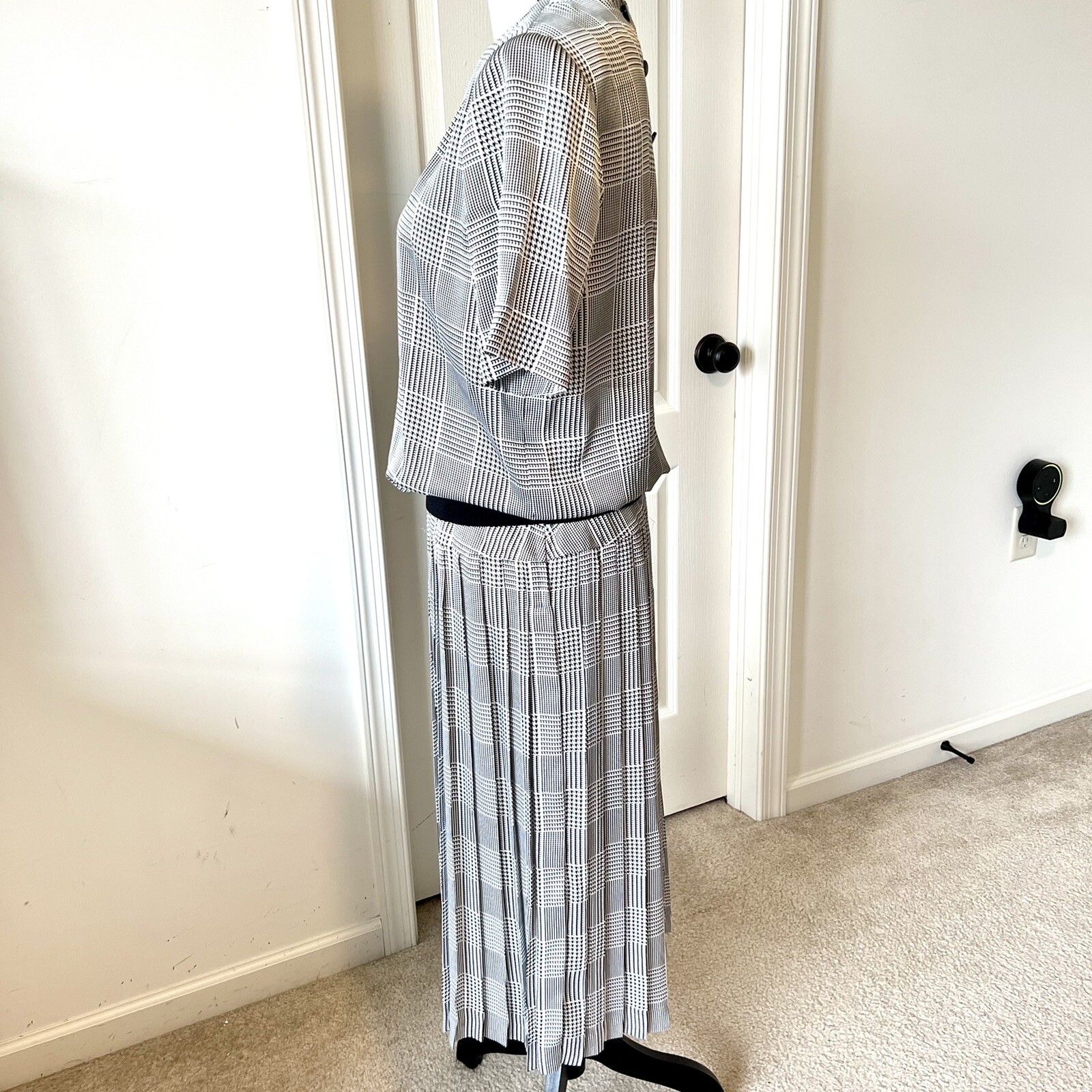 Vintage KASPER for ASL Houndstooth 2 Piece Pleated Skirt Set—SZ. 6/7