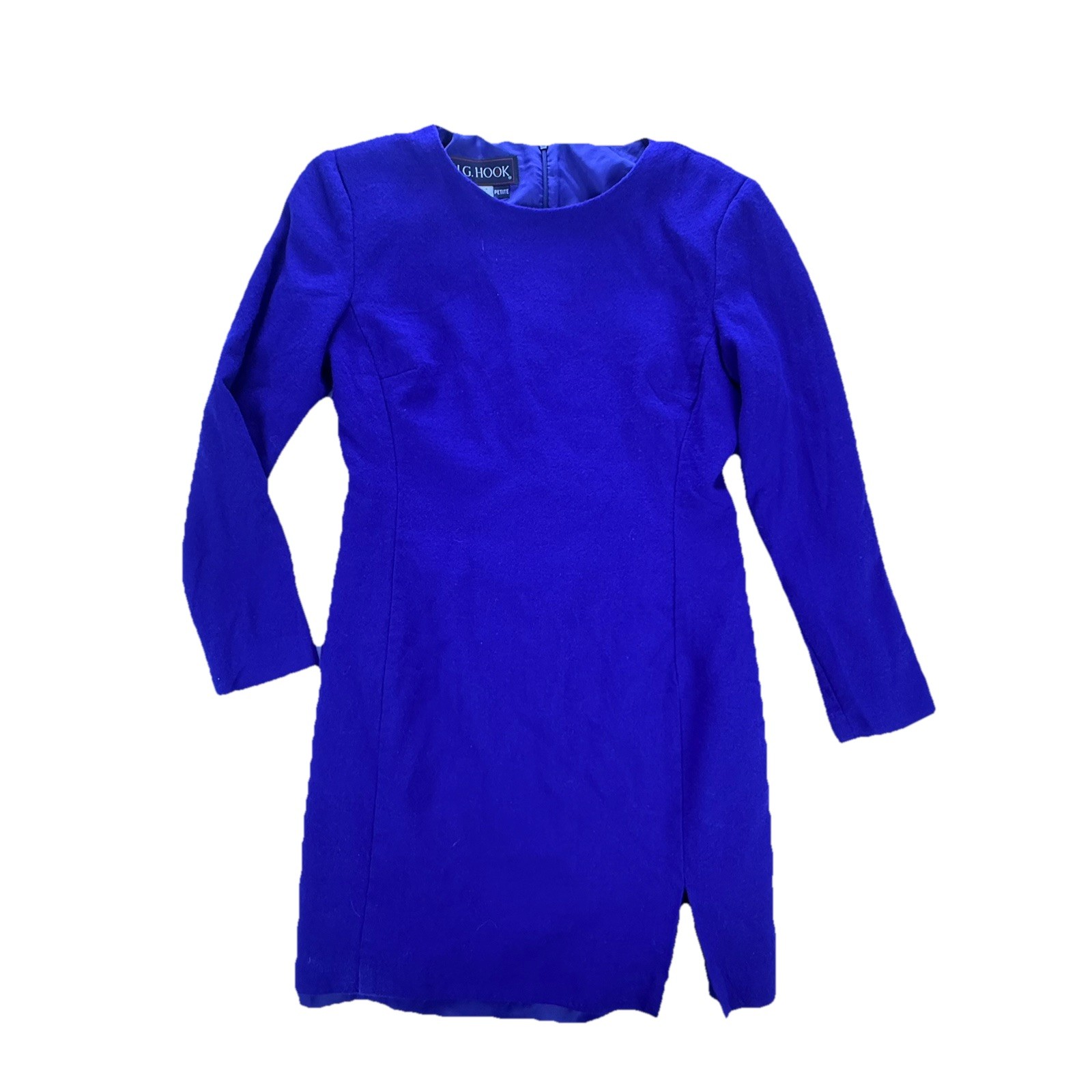 Vintage 80s JG Hook Royal Blue Woop Longsleeve Mini Cocktail Dress Size 8P