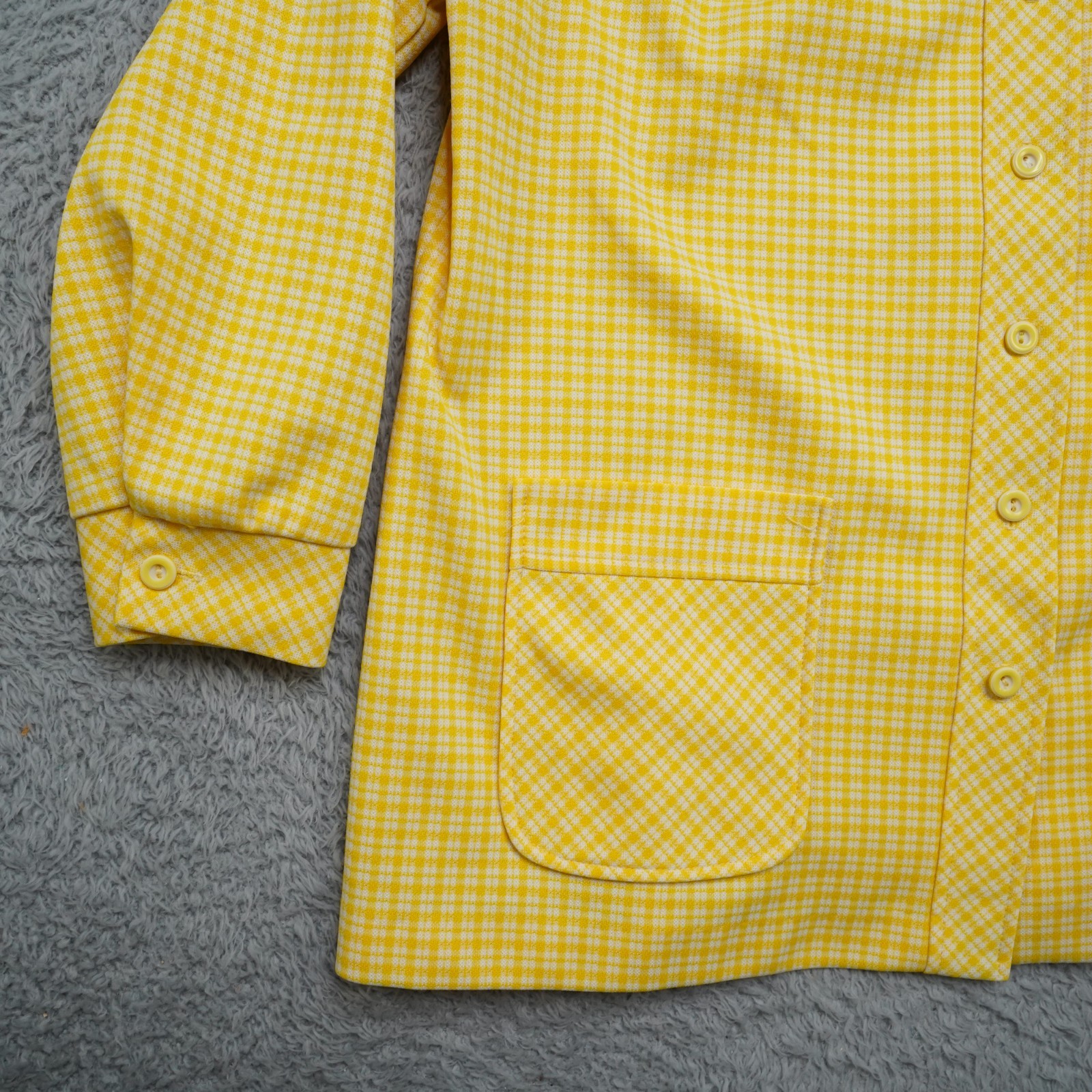 Vintage 60s Blouse Womens L Yellow Button Shirt Long Sleeve Marty Gutmacher