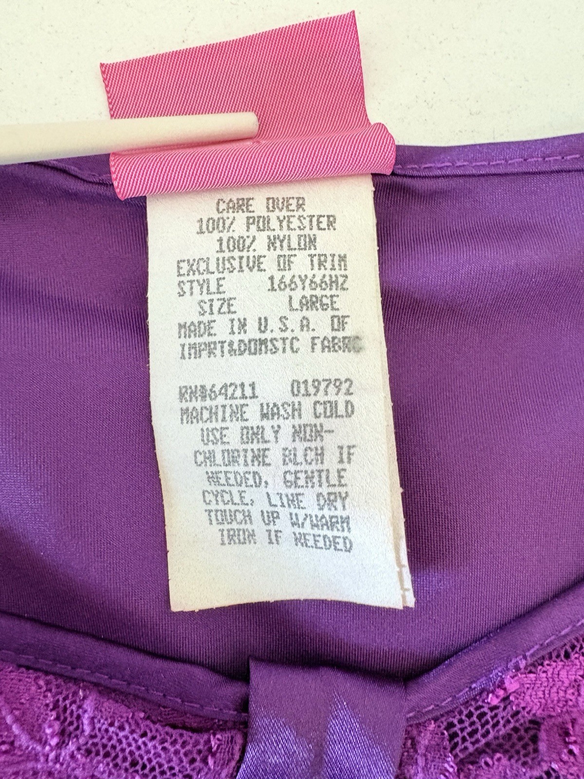 Vintage SleepSolutions Chemise Purple Satin&Lace Slip Dress Size L Sexy Nightie