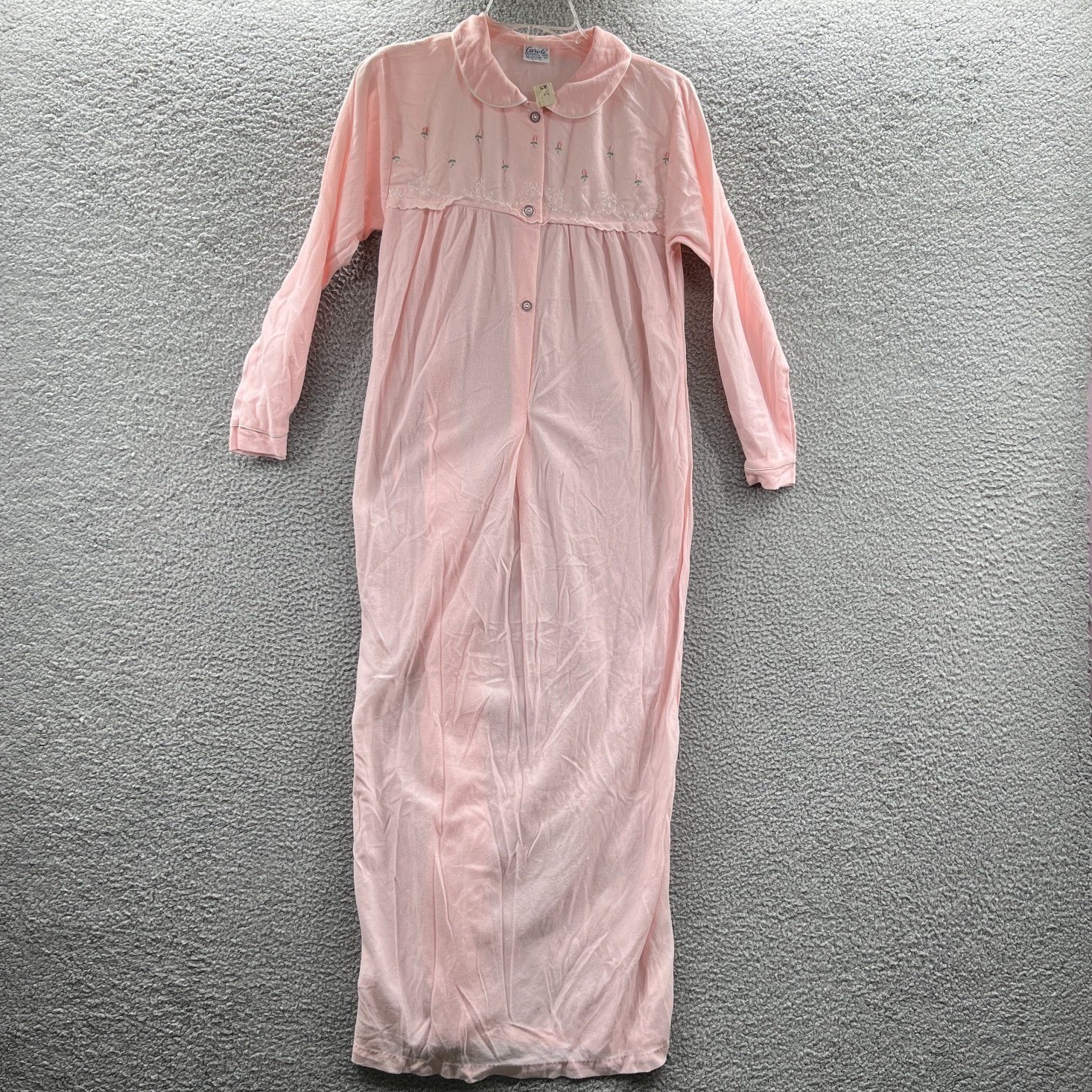 Vintage Womens Nightgown M Embroidered Floral Cottage Romantic Sleep Soft Girl