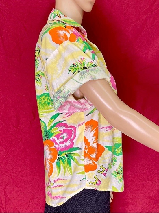 Vintage Totally 80s Judy Knapp California Hawaiian Button Front Shirt Large