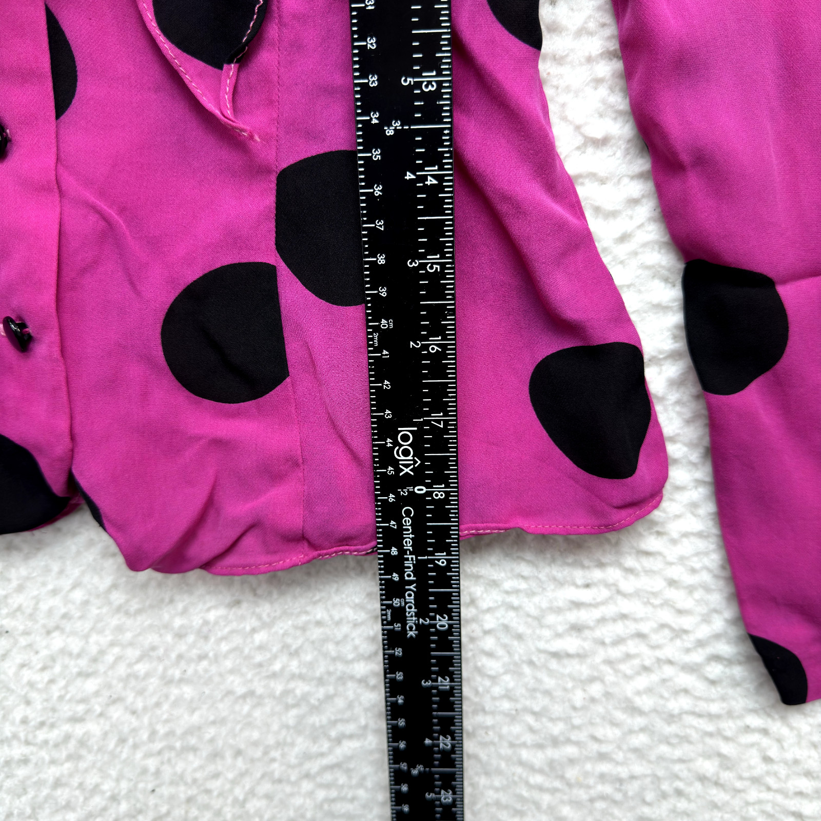 90s Y2K Vintage Anna Sui Top Blouse Small Silk Neck Tie Pink Black Polka Dot