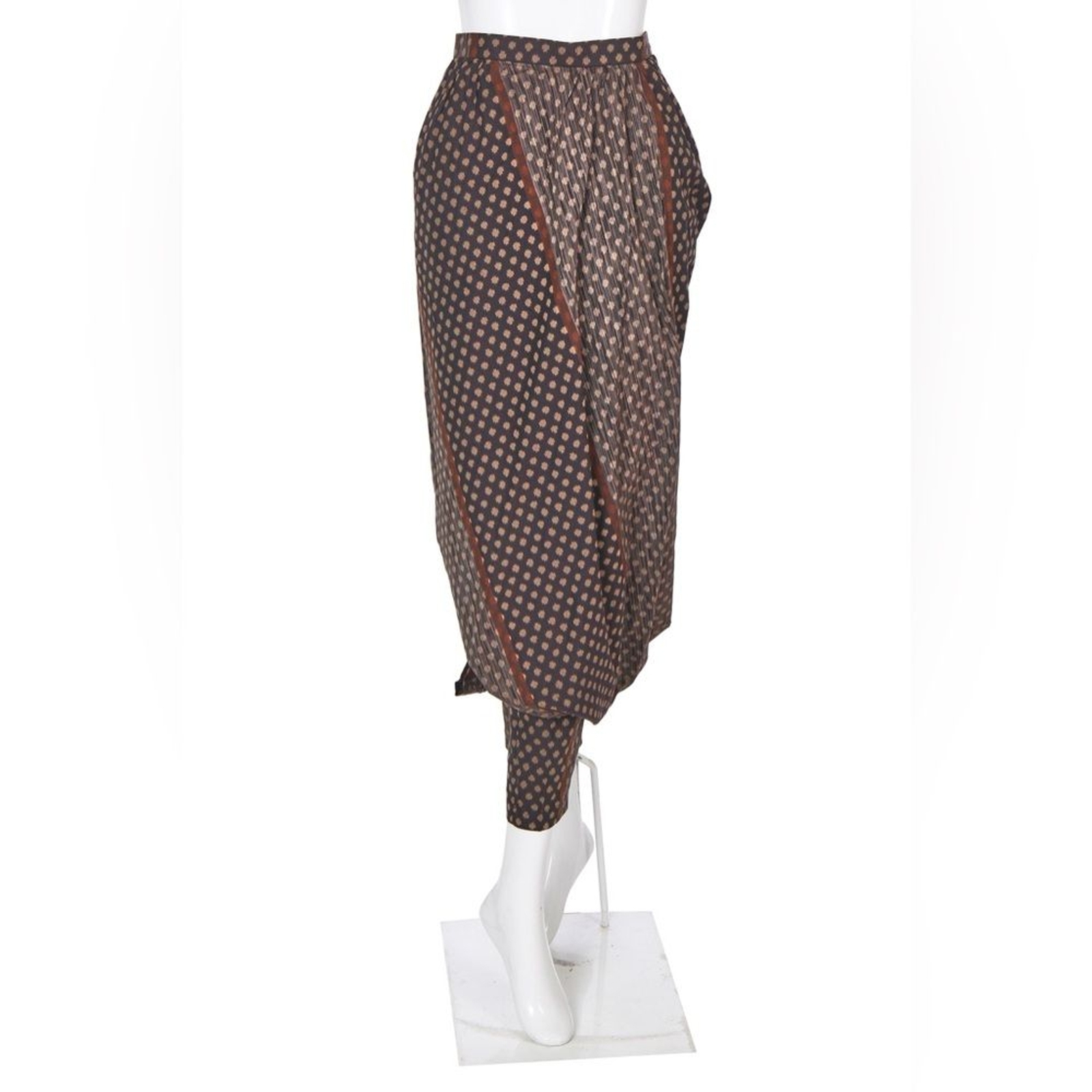 Issey Miyake Rare Runway Brown Black Asymmetric Skirt Silk Cotton Metallic