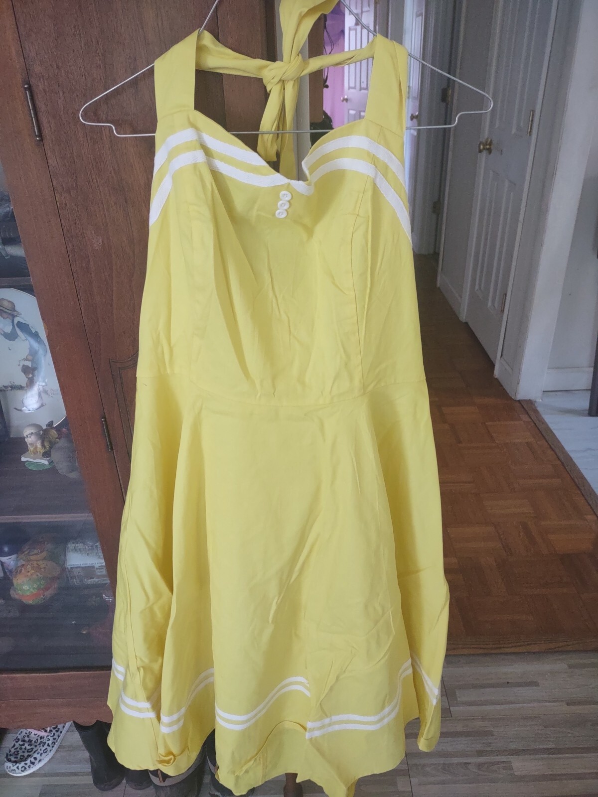 Yellow Ladies Dress Vintage Style By Retro-stage Worn Few Times CHN 2xl US SMALL