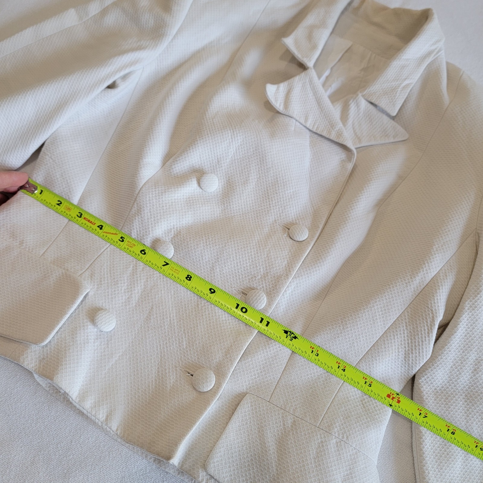 Vintage 80s Ivory White Career Blazer Jacket Double Breasted Women Size S