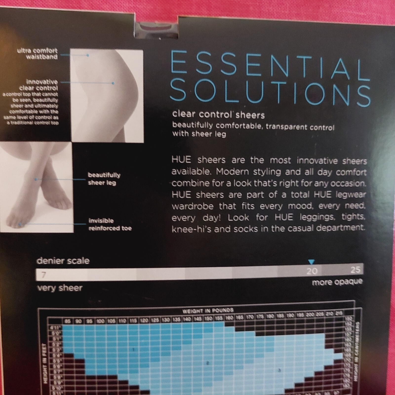 Vintage Pantyhose HUE ESSENTIAL SOLUTIONS Color Almost Black Size 1 BONT1