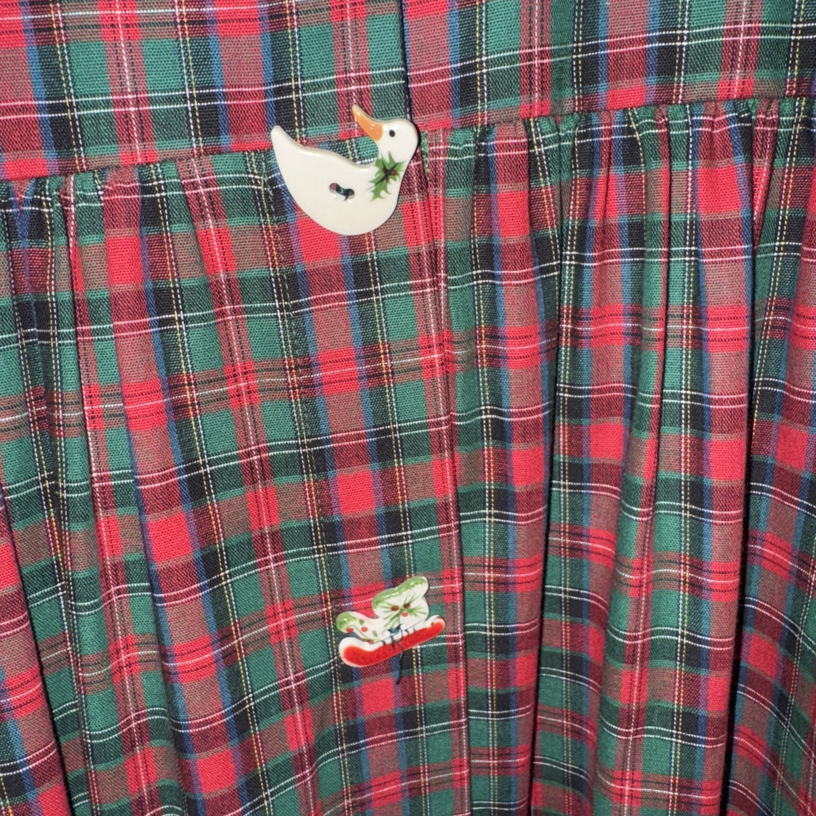 VTG Dogwood Lane Sz M Christmas Jumper Dress Cottagecore Porcelain Buttons