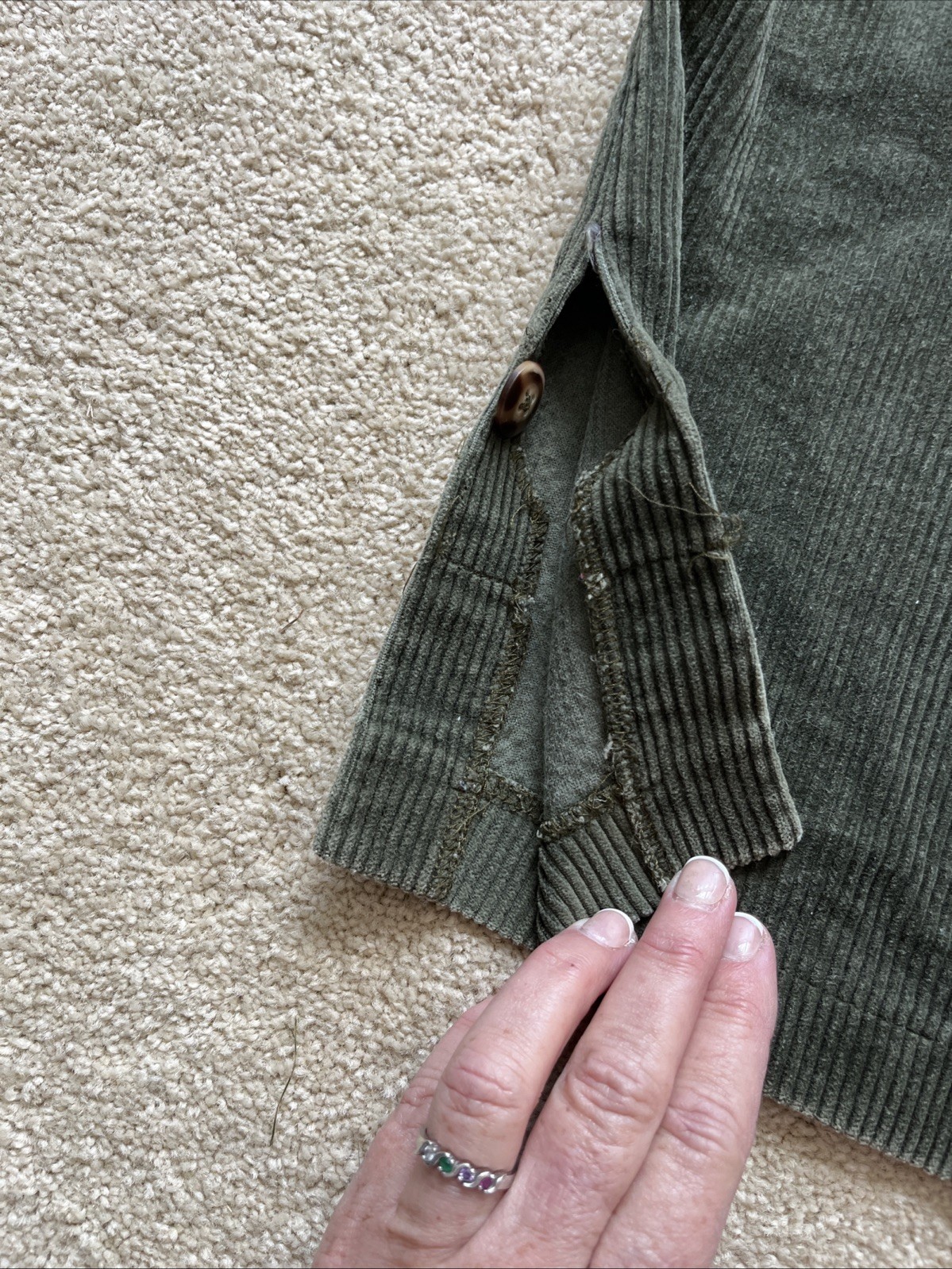 Eddie Bauer VTG vintage Corduroy Mini Overall Dress Size M Hunter Green Jumper